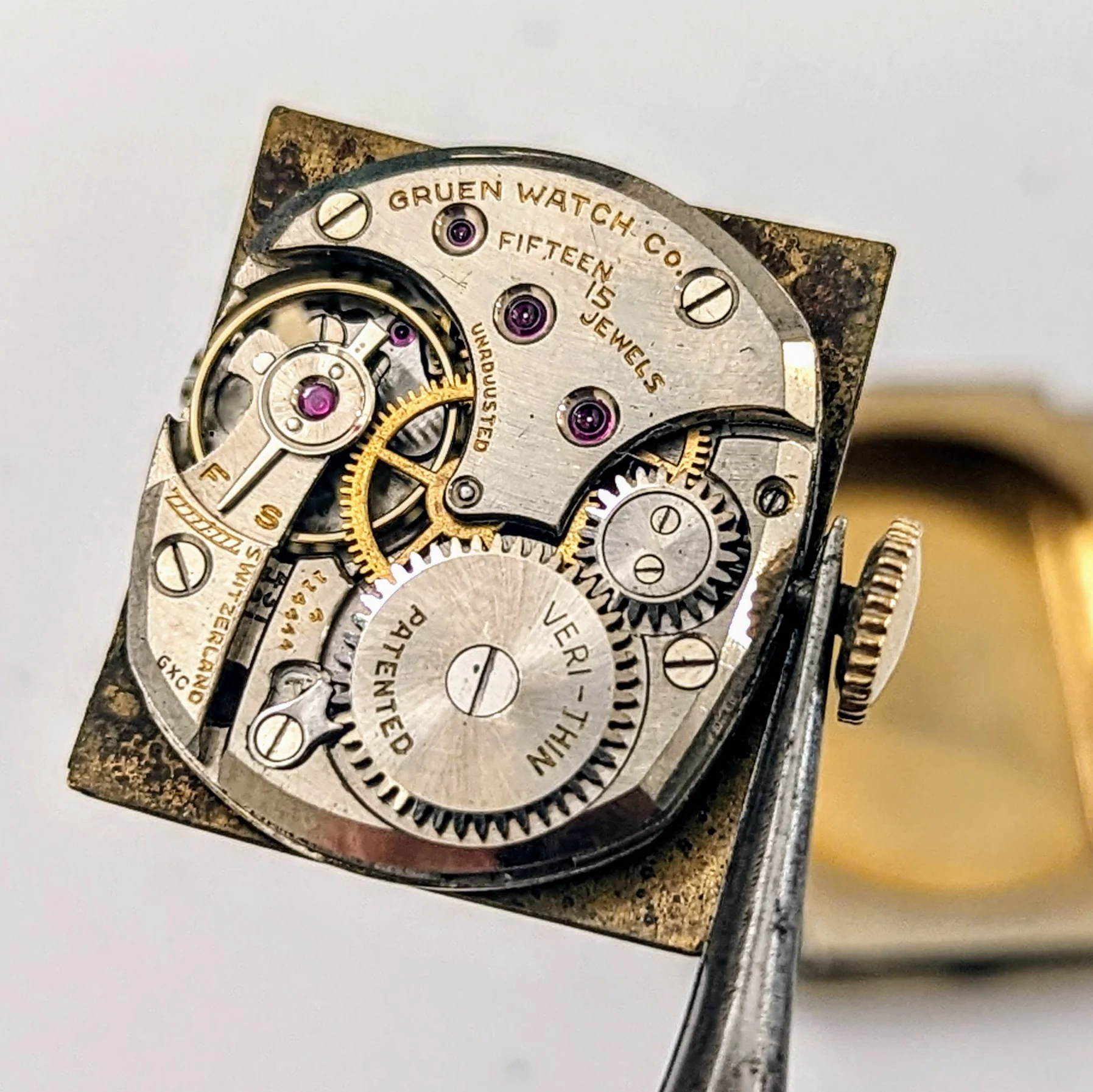 1940 GRUEN Watch Fancy Lugs - Diamond Dial Vintage Manual Wristwatch - In BOX! - Image 13