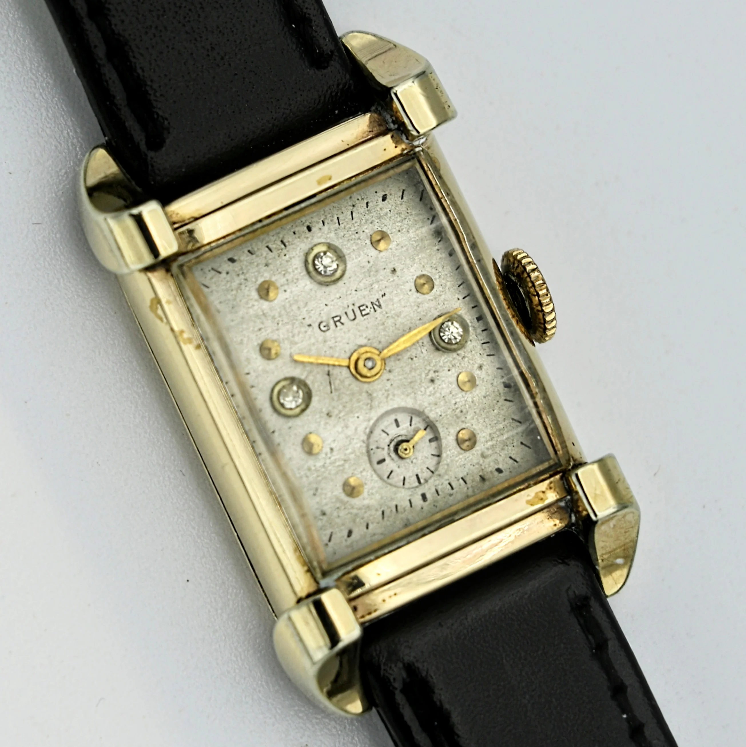 1940 GRUEN Watch Fancy Lugs - Diamond Dial Vintage Manual Wristwatch - In BOX! - Image 6