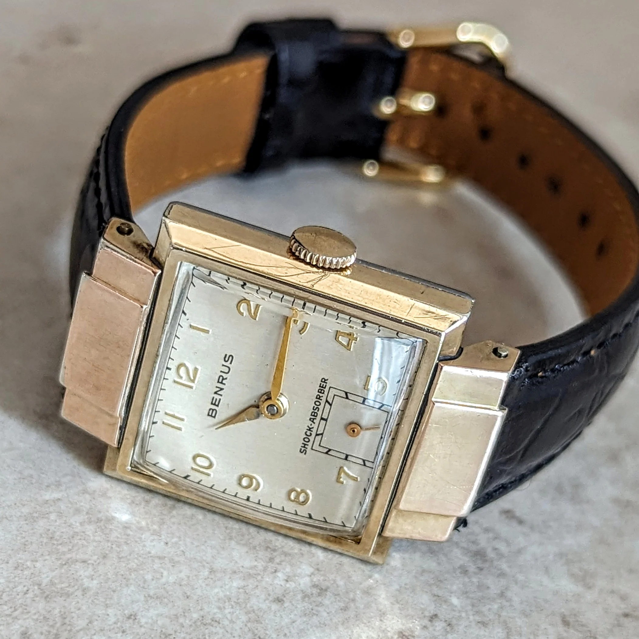1940s BENRUS Shockabsorber Watch Model AR 1 17 Jewels Swiss Made Wristwatch - Image 12