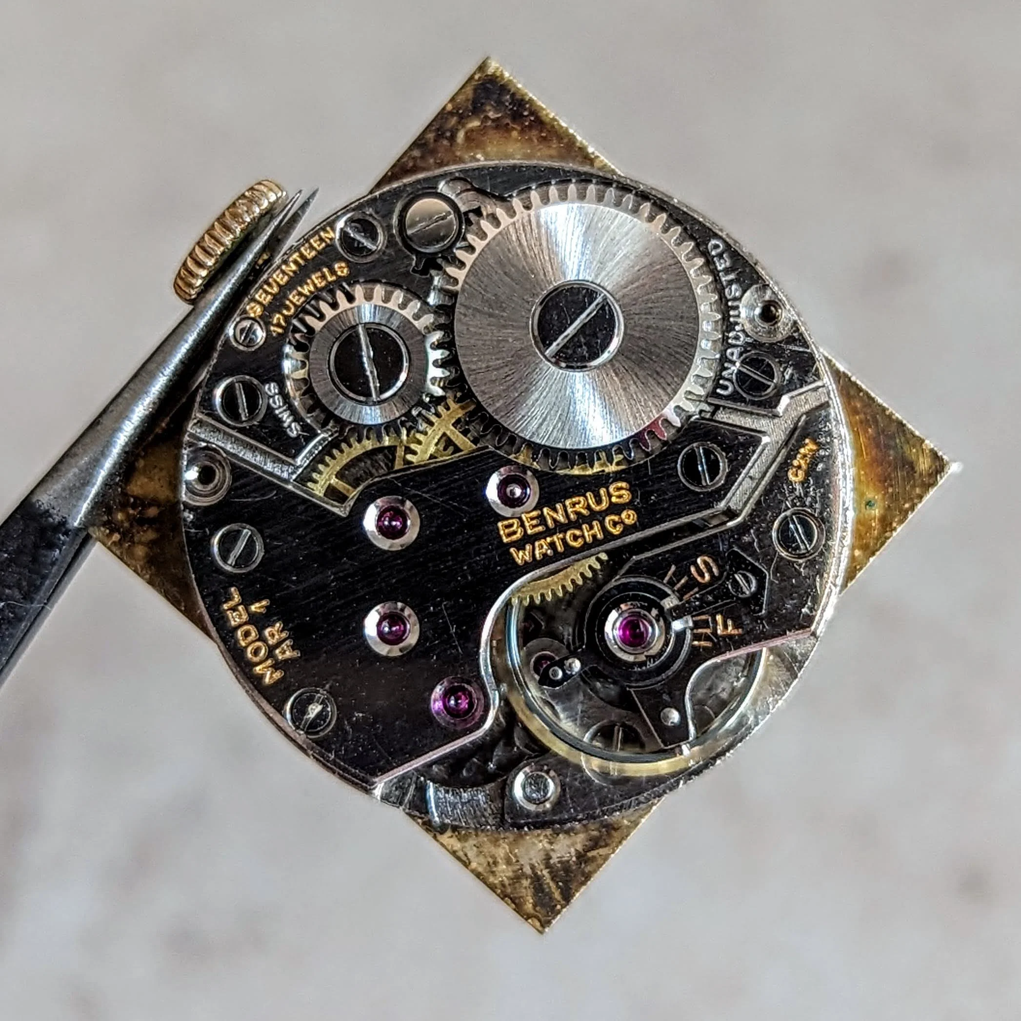 1940s BENRUS Shockabsorber Watch Model AR 1 17 Jewels Swiss Made Wristwatch - Image 15