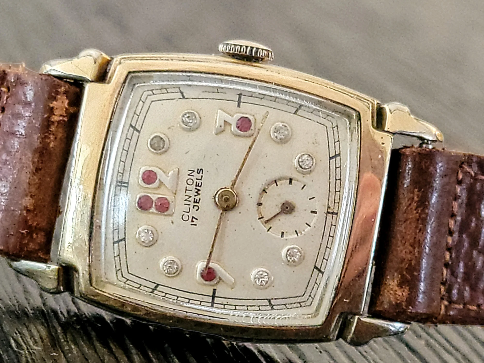 1940's CLINTON Watch "Ruby & Diamond Dial" 17 Jewels Swiss - Image 10