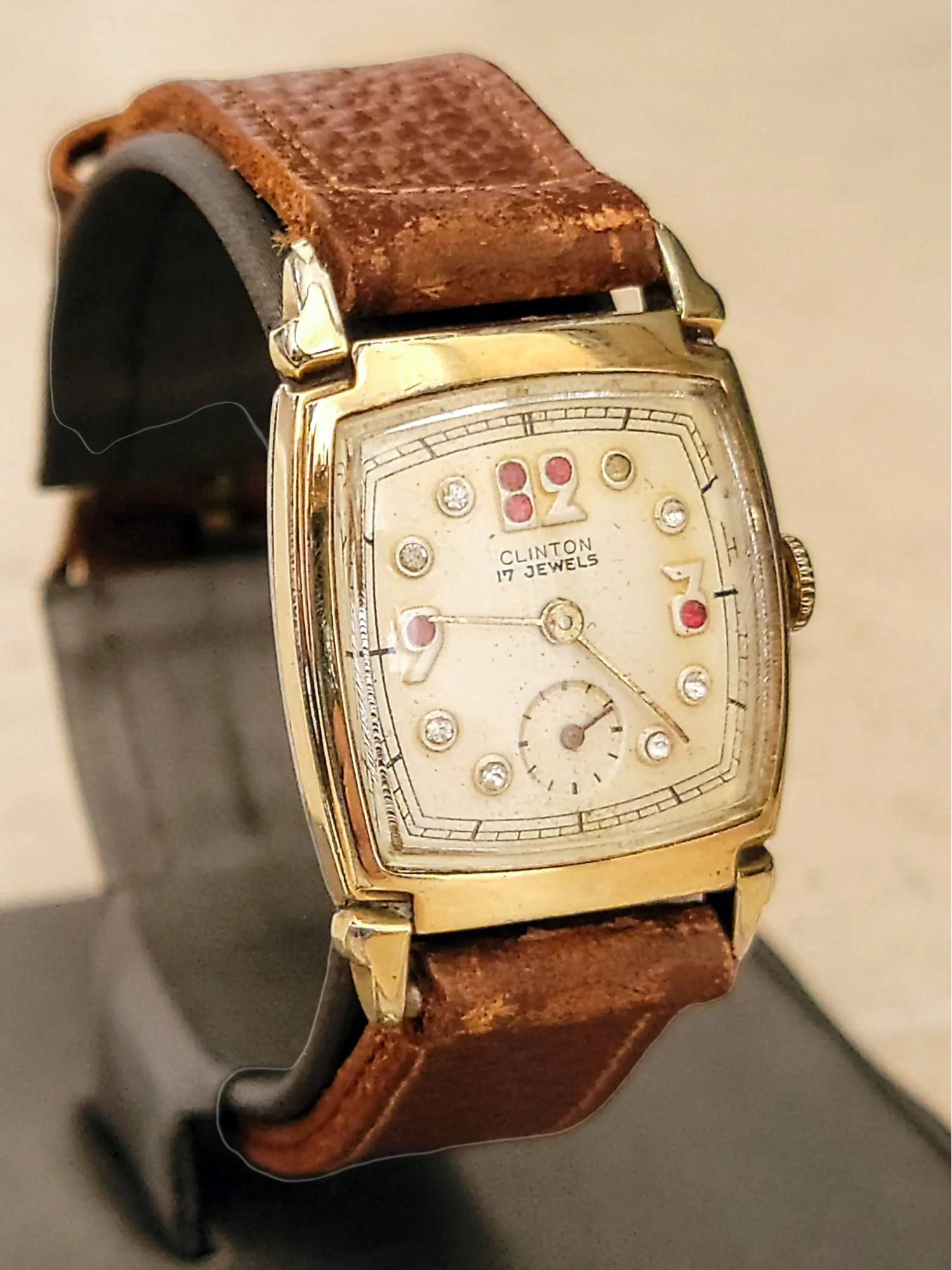 1940's CLINTON Watch "Ruby & Diamond Dial" 17 Jewels Swiss - Image 13