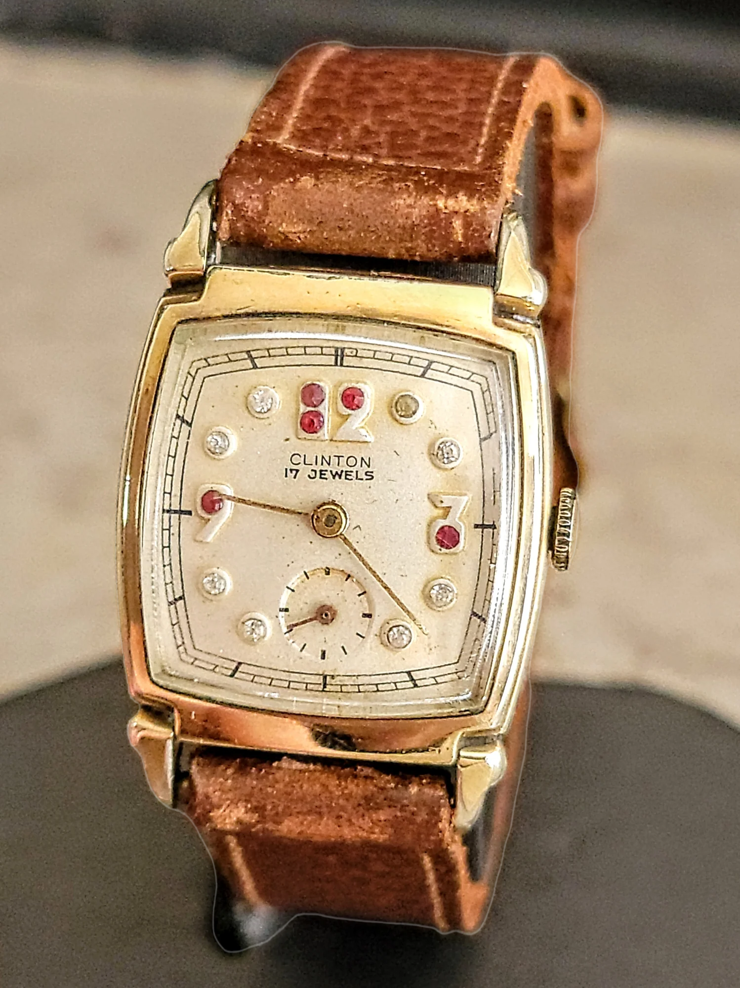 1940's CLINTON Watch "Ruby & Diamond Dial" 17 Jewels Swiss - Image 14