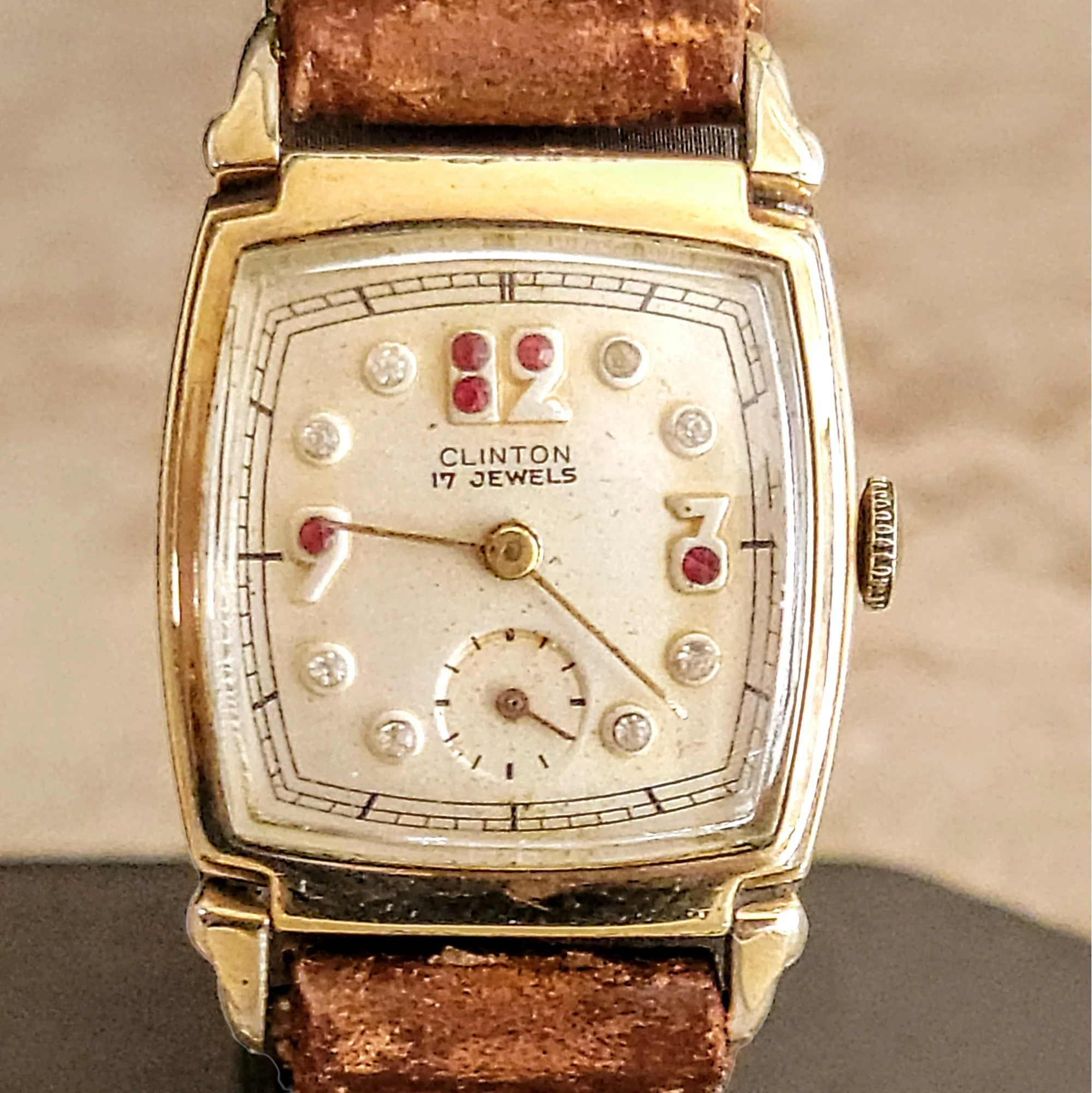 1940's CLINTON Watch "Ruby & Diamond Dial" 17 Jewels Swiss - Image 15