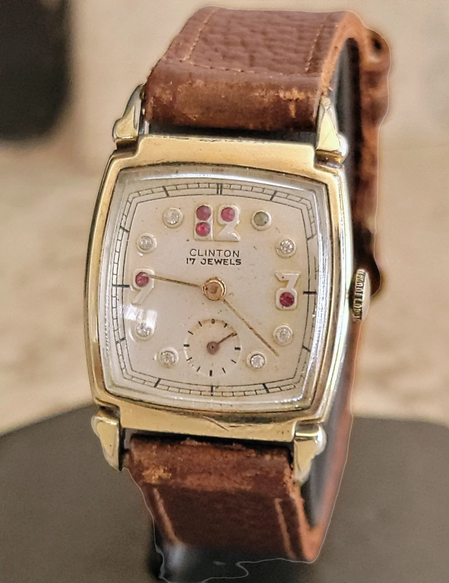 1940's CLINTON Watch "Ruby & Diamond Dial" 17 Jewels Swiss - Image 16