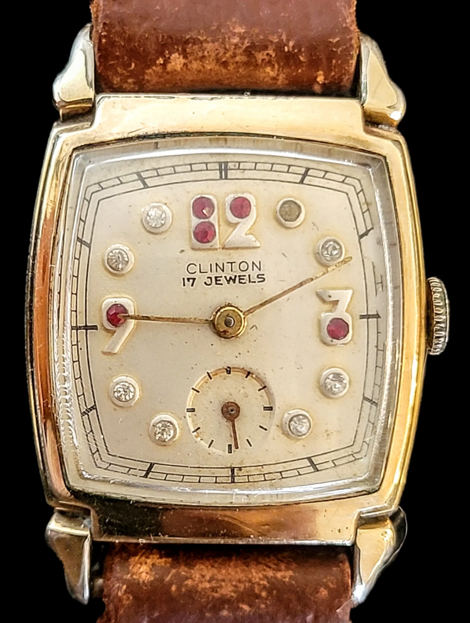 1940's CLINTON Watch "Ruby & Diamond Dial" 17 Jewels Swiss - Image 20