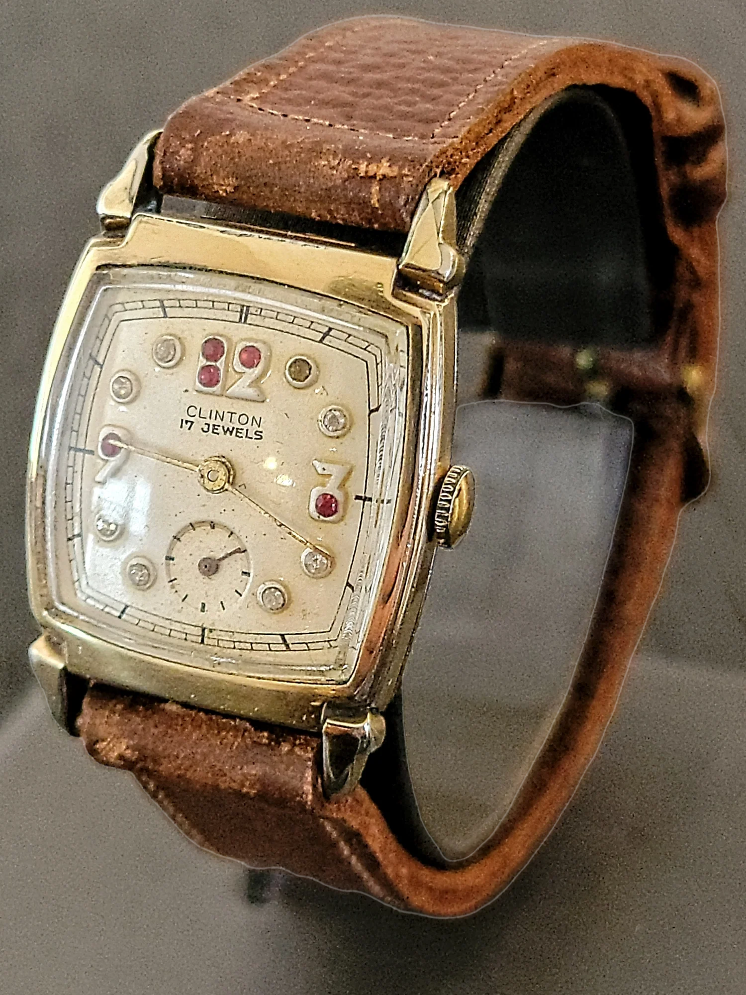 1940's CLINTON Watch "Ruby & Diamond Dial" 17 Jewels Swiss - Image 8