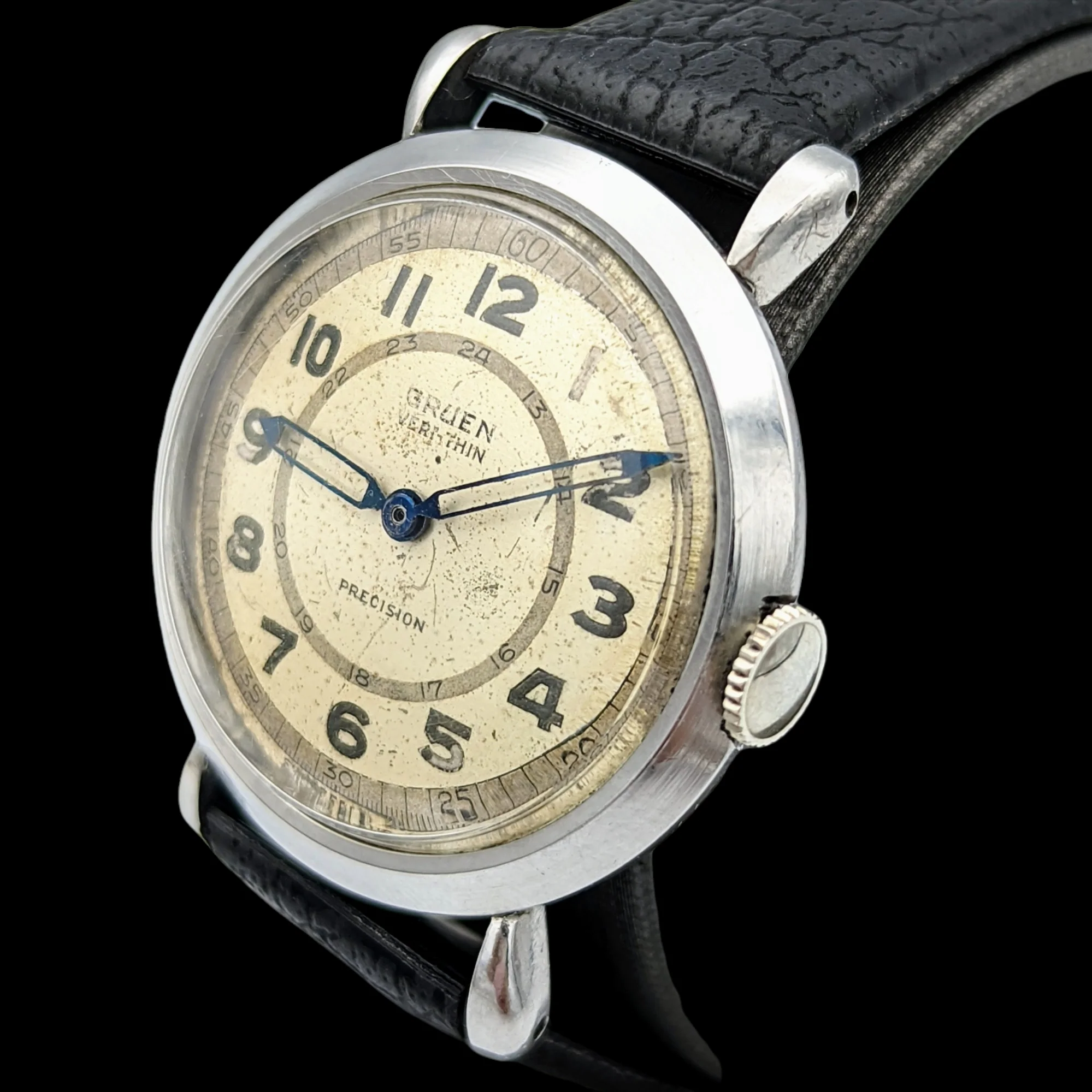 1940's GRUEN Veri-Thin PRECISION Watch 17 Jewels Cal. 420 SS Swiss - Image 8