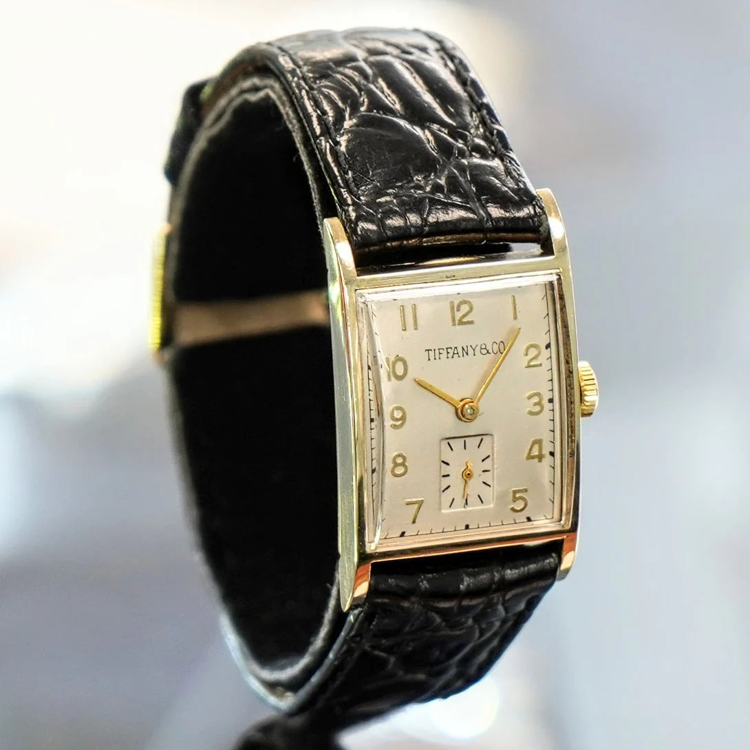 1940s Tiffany & Co. Wristwatch 14K Gold Tank Case by Concord Watch Co. - Image 2