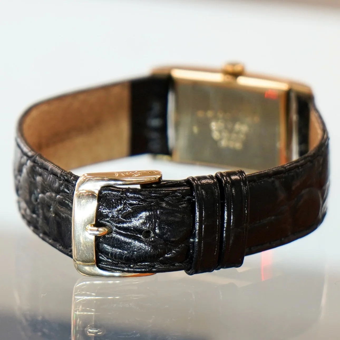 1940s Tiffany & Co. Wristwatch 14K Gold Tank Case by Concord Watch Co. - Image 7