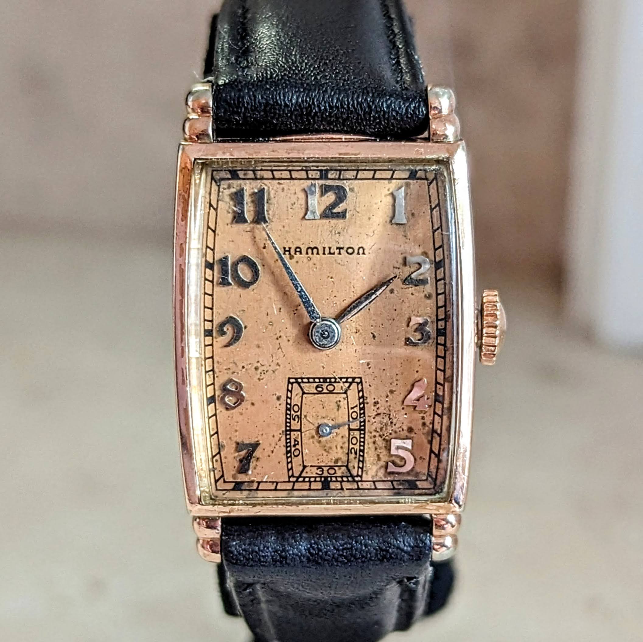 1941 HAMILTON Myron Wristwatch 10K Coral (Rose) G.F. Watch Grade 980 U.S.A. Made - Image 4