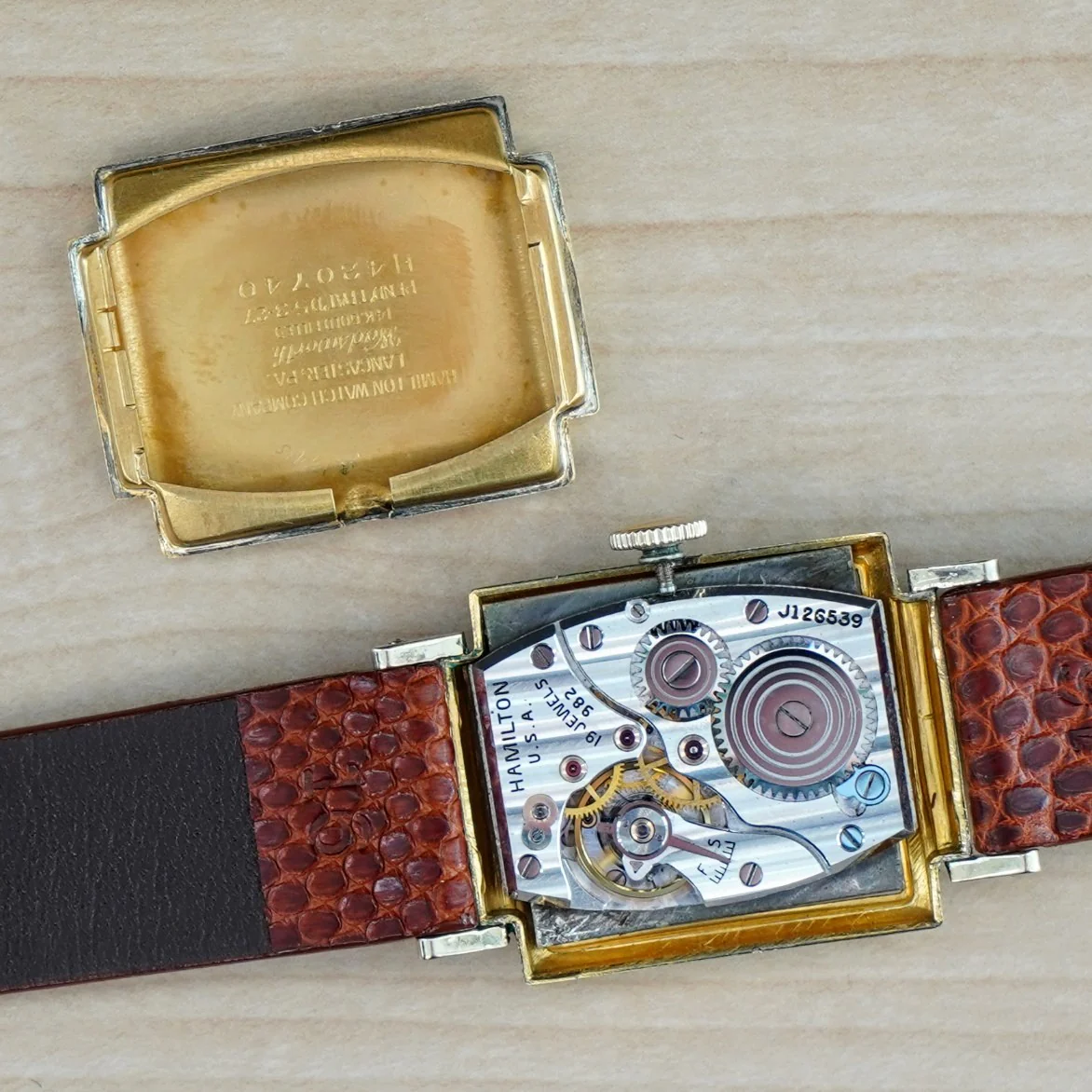1941 HAMILTON Ross Watch 19 Jewels Cal. 982 U.S.A. Wristwatch 14K G.F. - Image 11