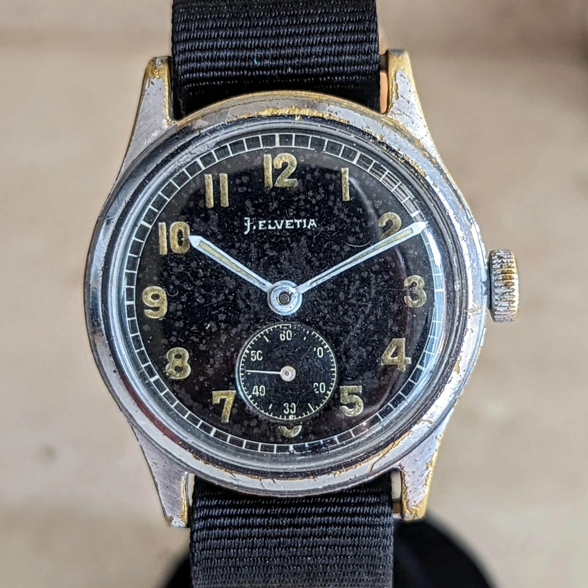 1942 HELVETIA German Army DH Watch Ref. 3190 15 Jewels WWII Wristwatch 34mm - Image 4