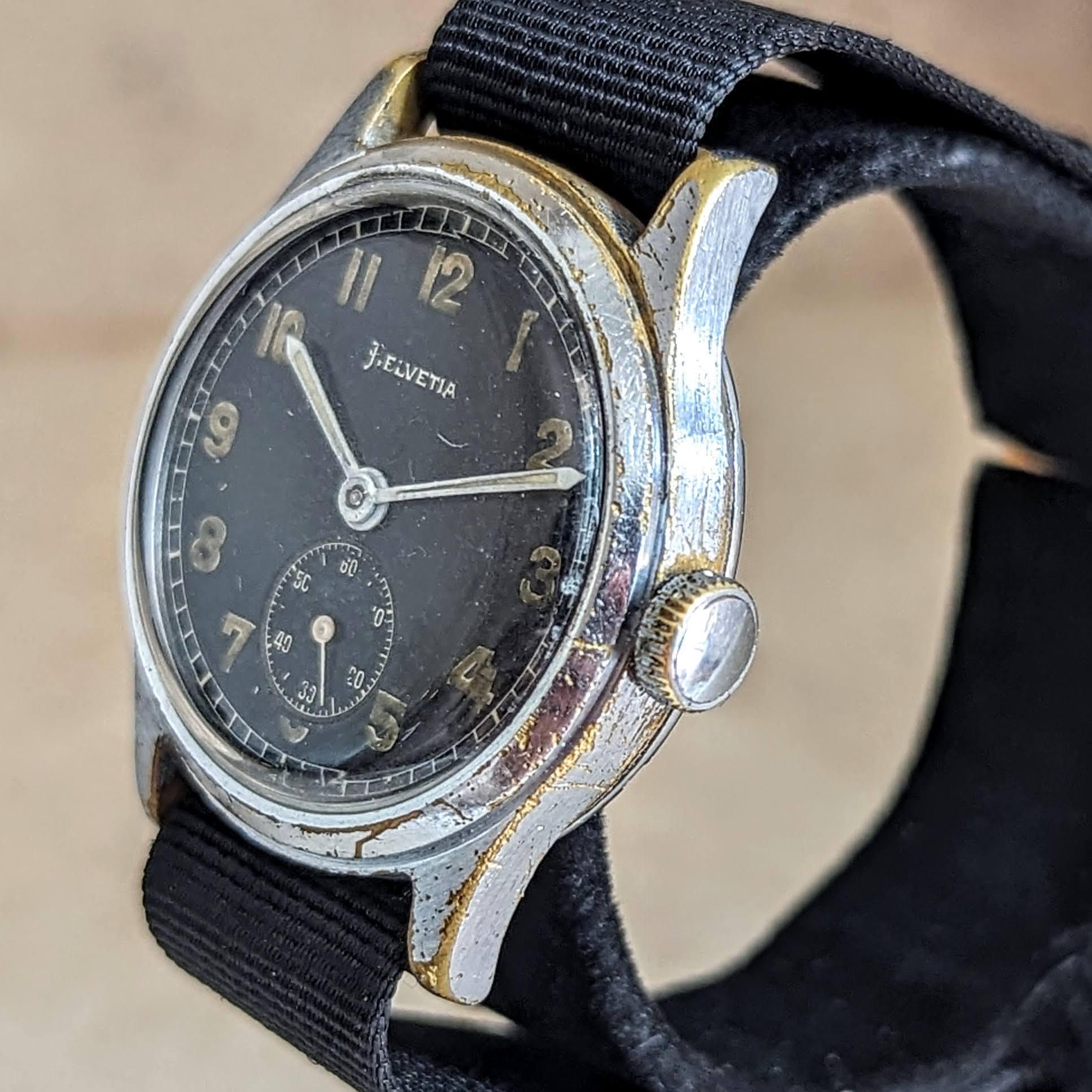 1942 HELVETIA German Army DH Watch Ref. 3190 15 Jewels WWII Wristwatch 34mm - Image 5