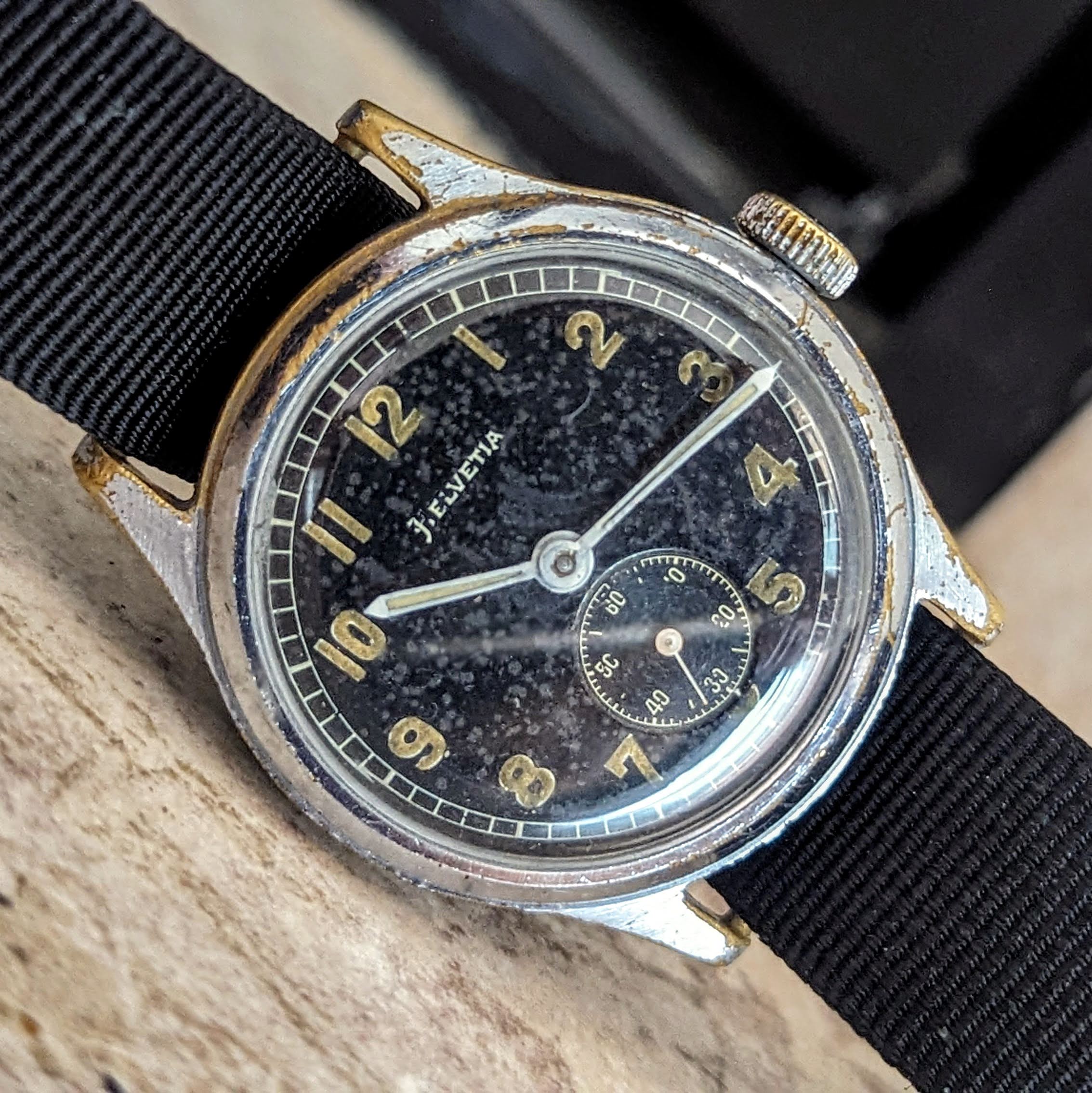 1942 HELVETIA German Army DH Watch Ref. 3190 15 Jewels WWII Wristwatch 34mm - Image 9