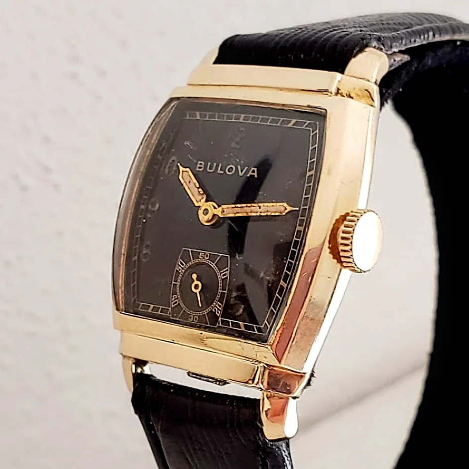 1943 BULOVA Officer Wristwatch Rare Black Dial Swiss Cal 10BS 15J Vintage Watch - Image 2