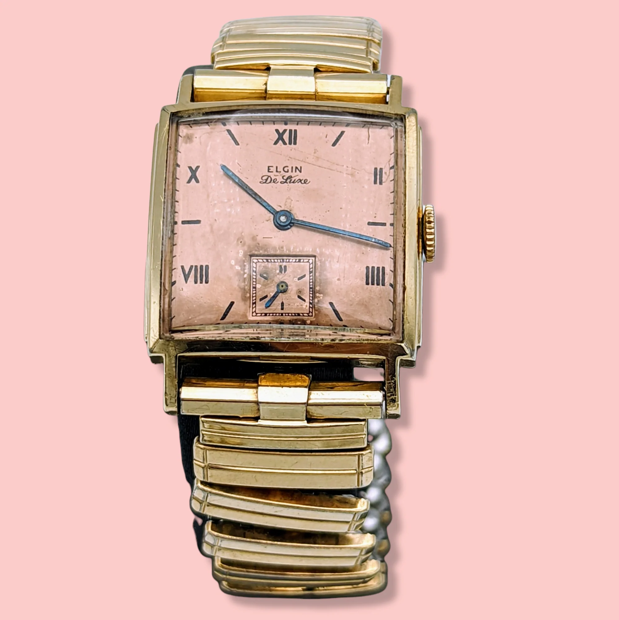 1943 ELGIN De Luxe Watch Rose Gold Dial Grade 555 Ref. 3869 - Image 10