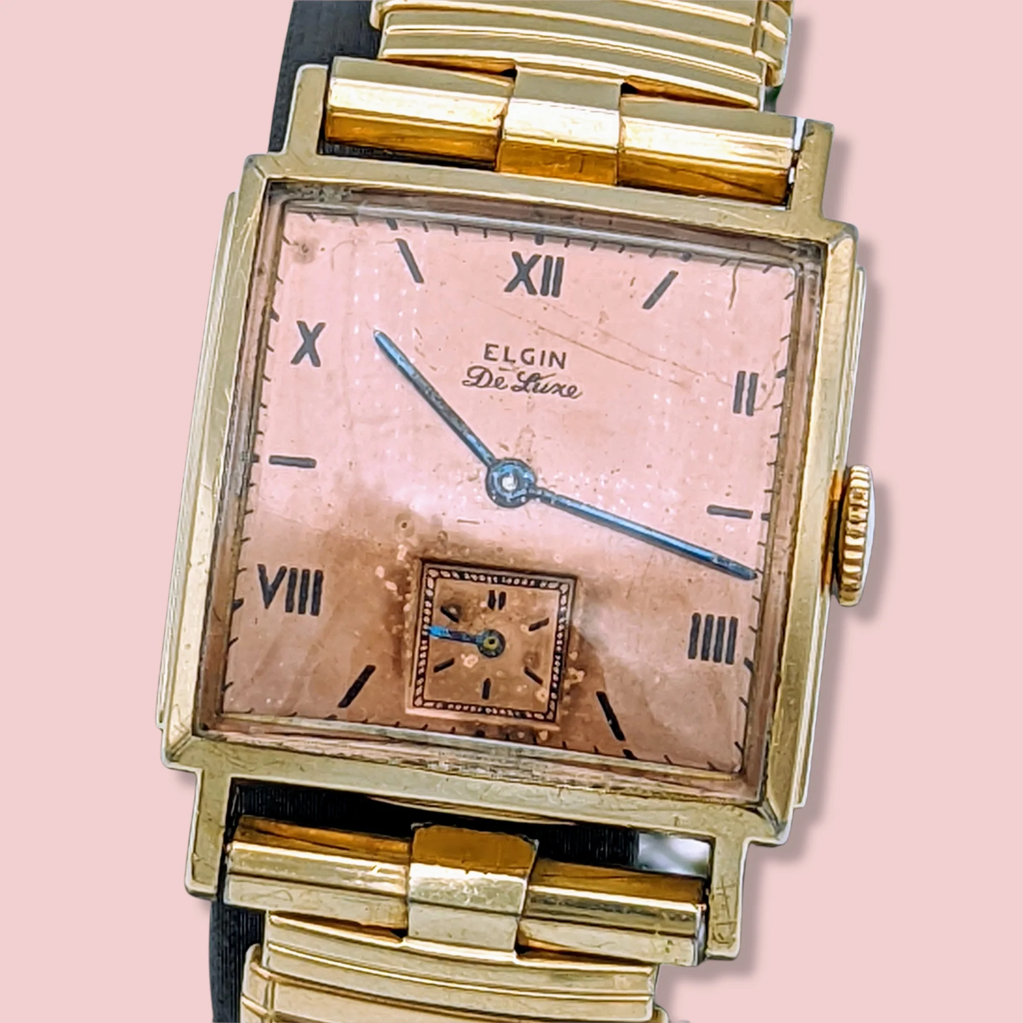 1943 ELGIN De Luxe Watch Rose Gold Dial Grade 555 Ref. 3869 - Image 11