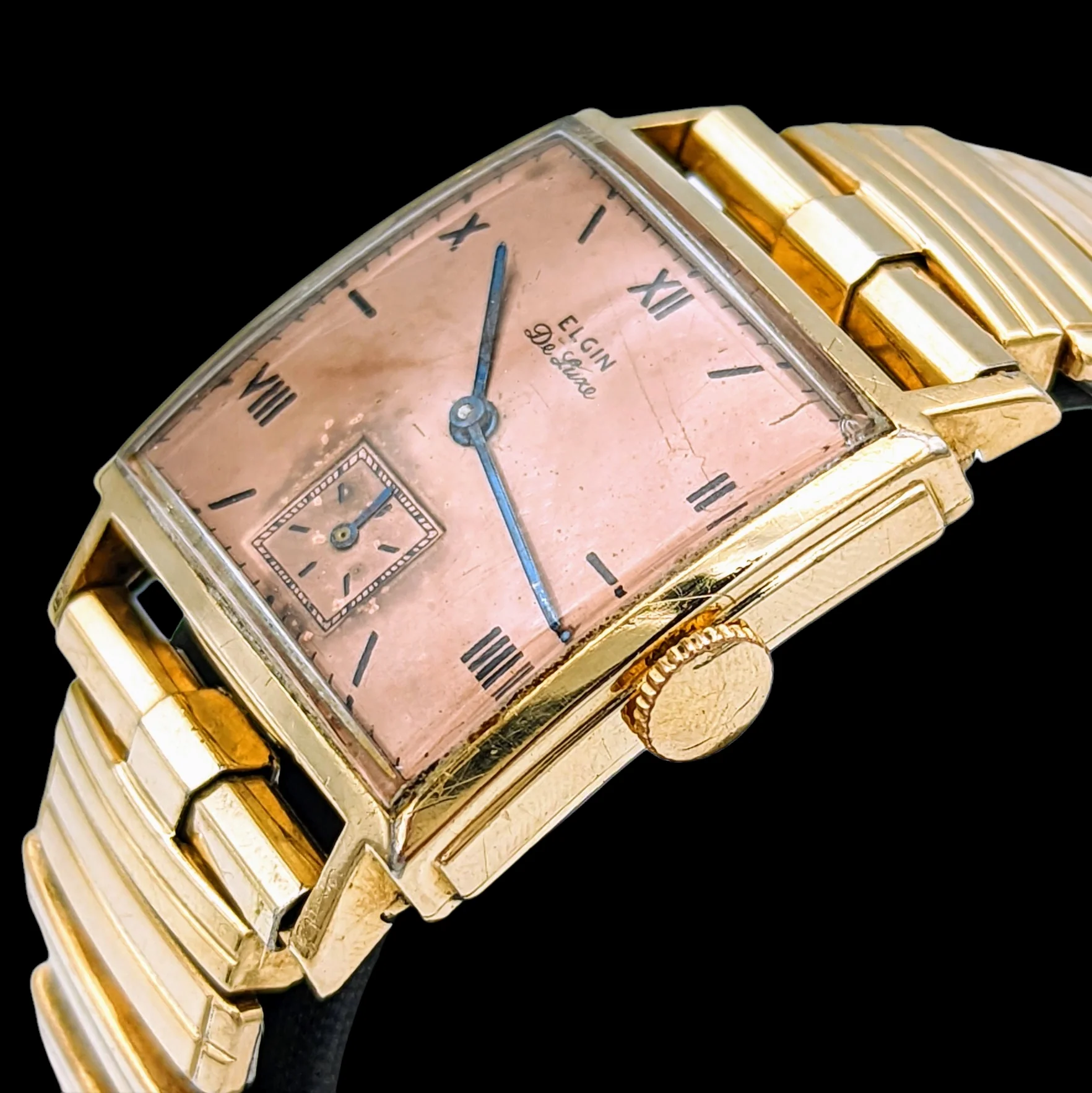 1943 ELGIN De Luxe Watch Rose Gold Dial Grade 555 Ref. 3869 - Image 12