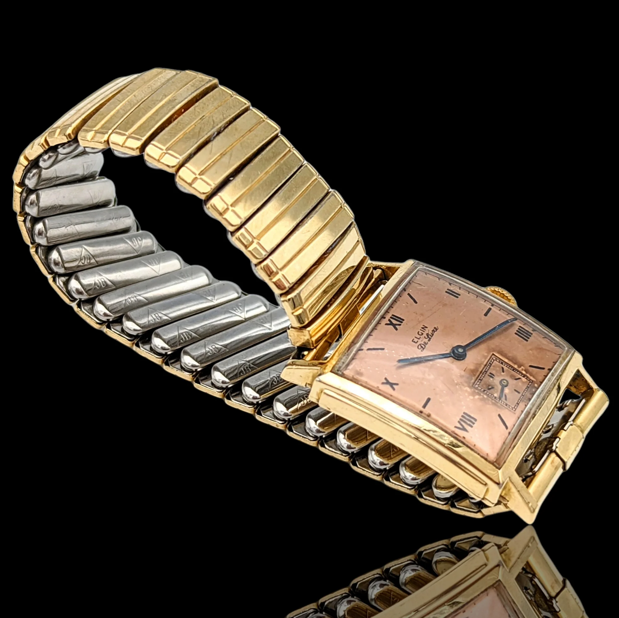 1943 ELGIN De Luxe Watch Rose Gold Dial Grade 555 Ref. 3869 - Image 15