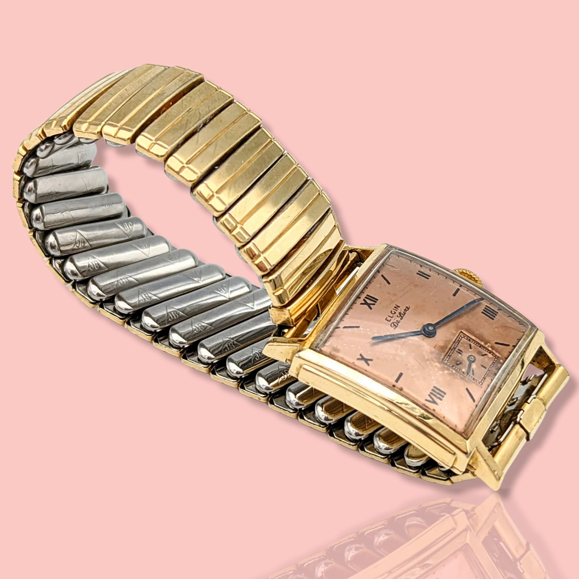 1943 ELGIN De Luxe Watch Rose Gold Dial Grade 555 Ref. 3869 - Image 16
