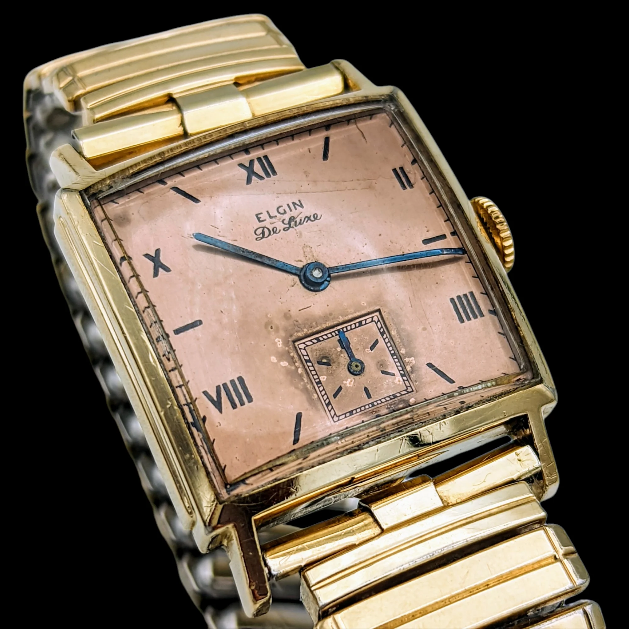 1943 ELGIN De Luxe Watch Rose Gold Dial Grade 555 Ref. 3869 - Image 2