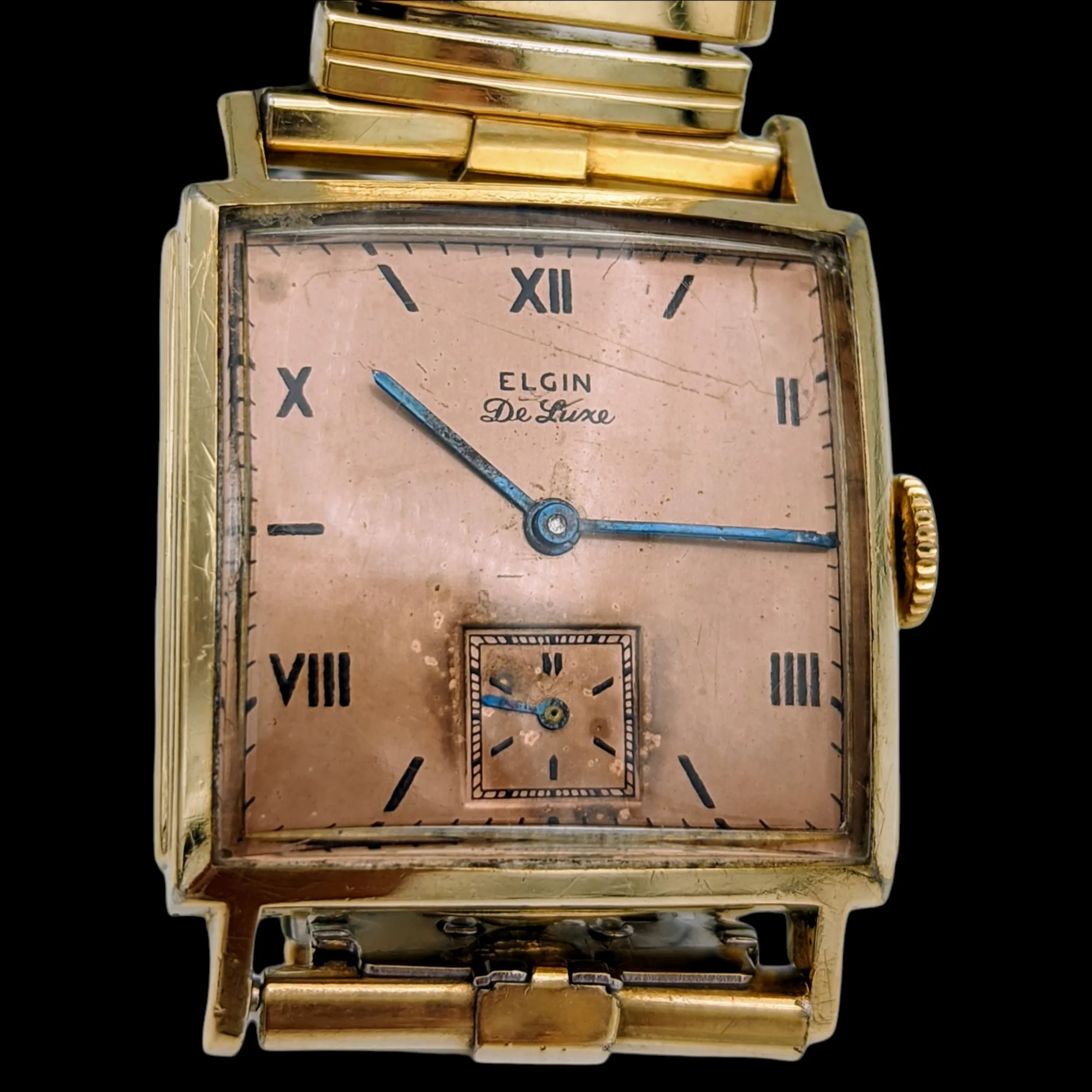 1943 ELGIN De Luxe Watch Rose Gold Dial Grade 555 Ref. 3869 - Image 3