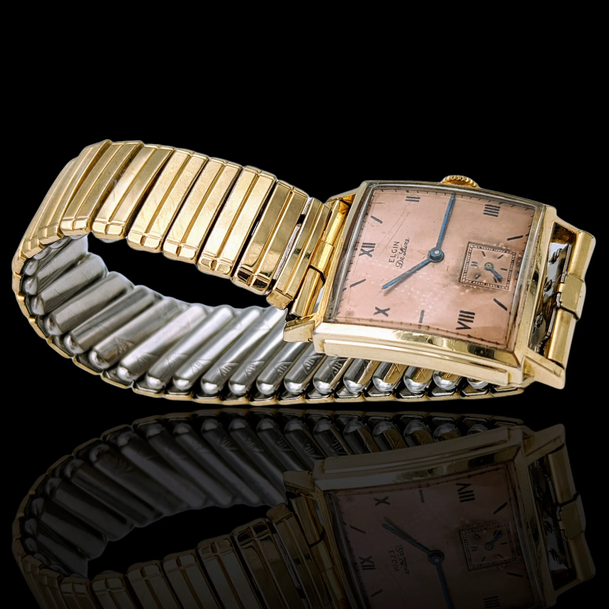 1943 ELGIN De Luxe Watch Rose Gold Dial Grade 555 Ref. 3869 - Image 5