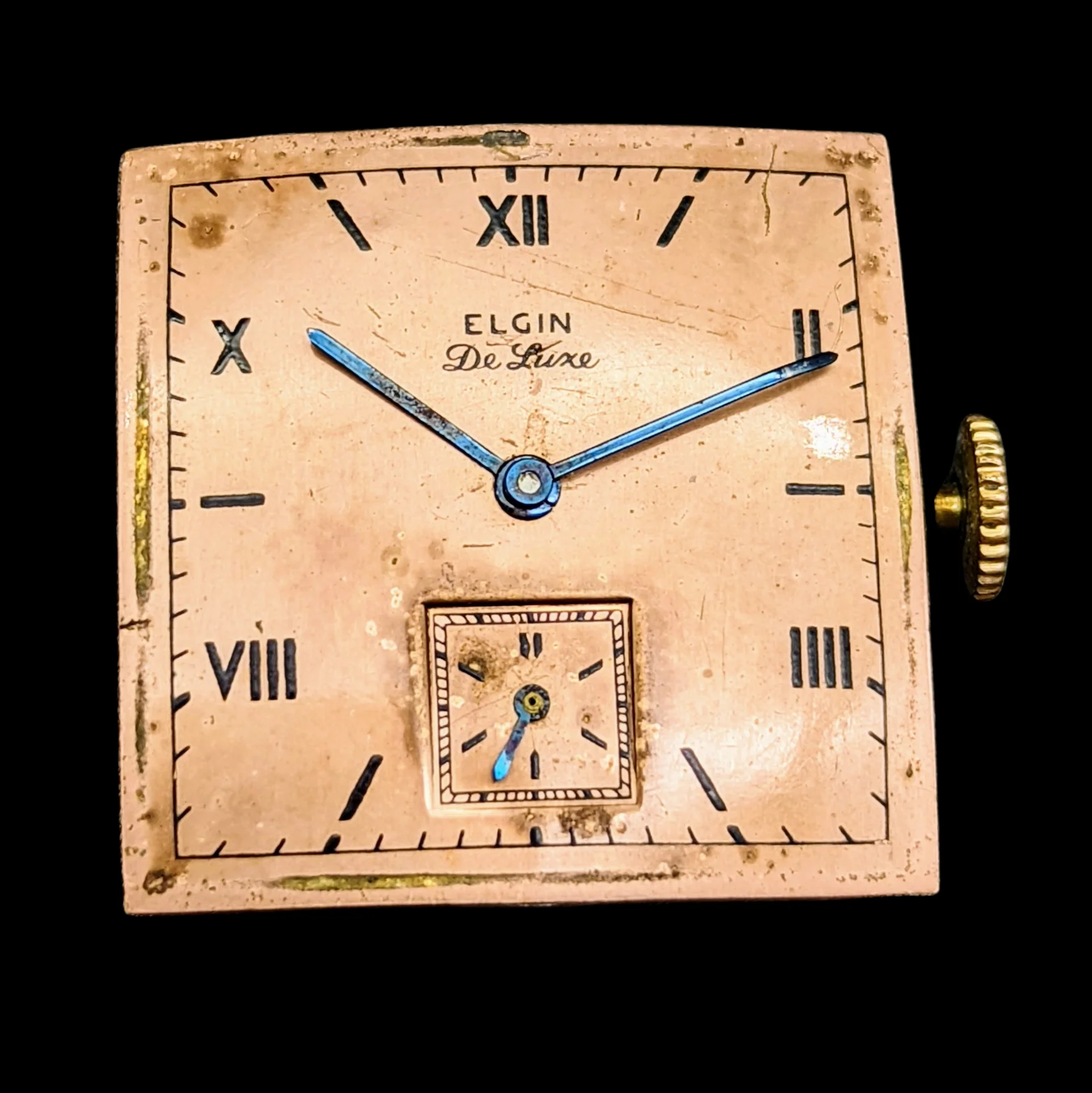 1943 ELGIN De Luxe Watch Rose Gold Dial Grade 555 Ref. 3869 - Image 8