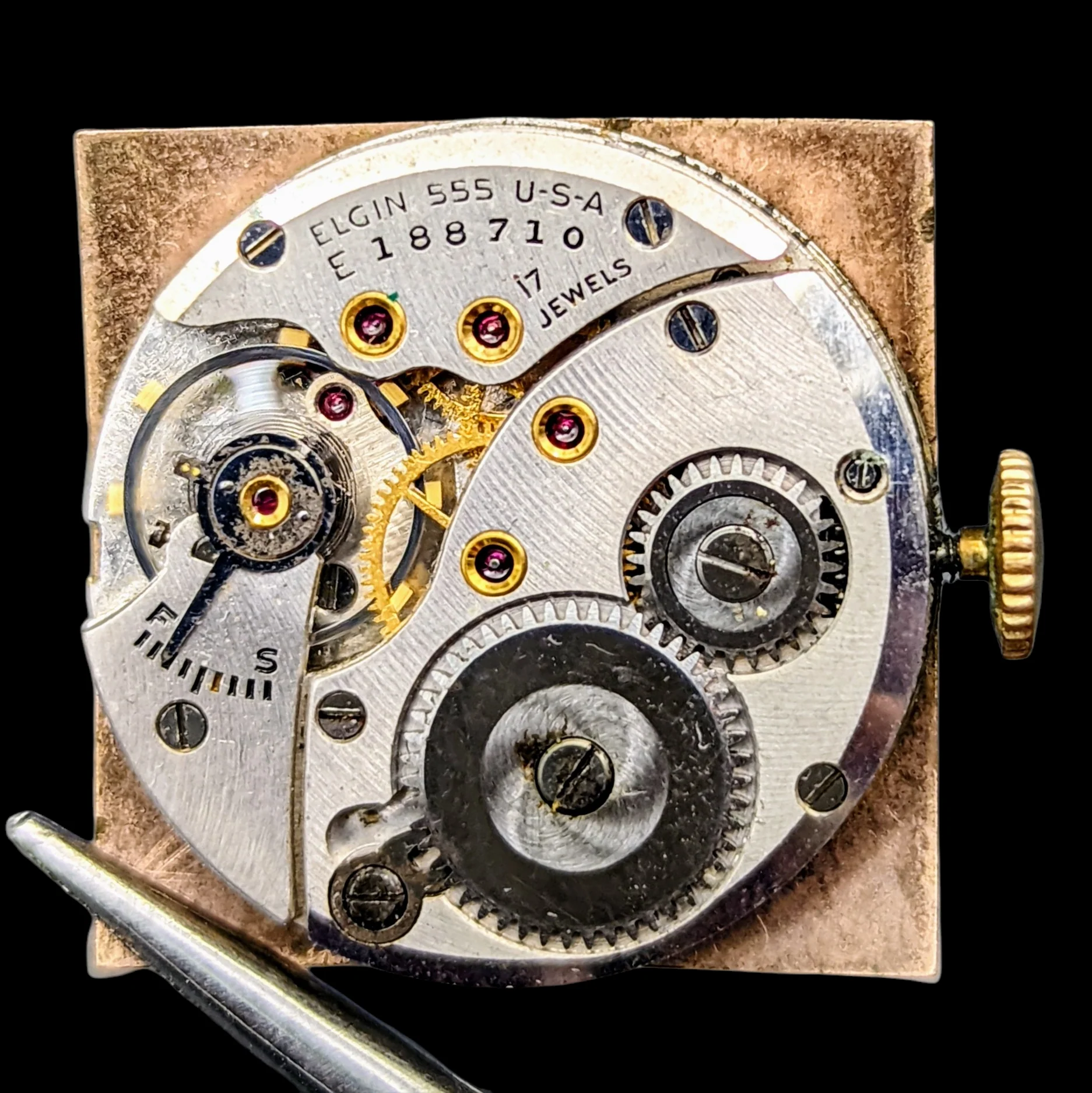 1943 ELGIN De Luxe Watch Rose Gold Dial Grade 555 Ref. 3869 - Image 9
