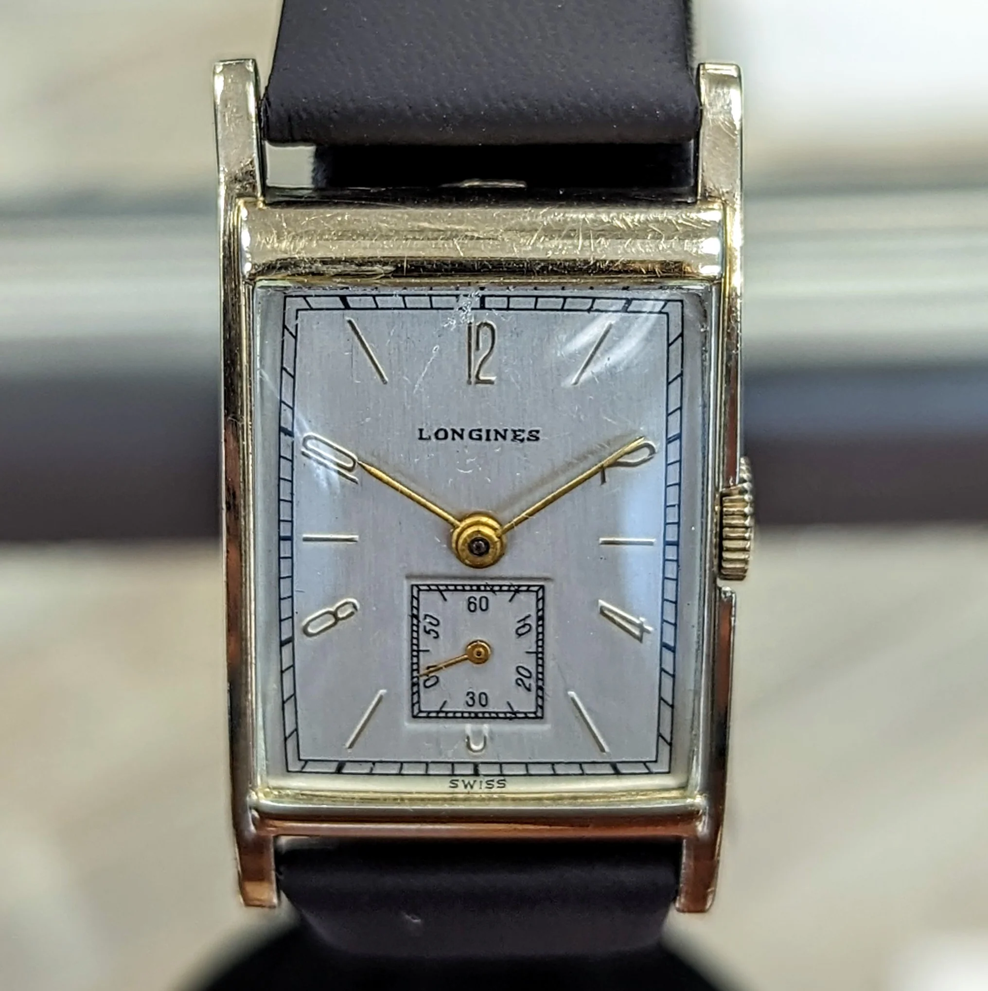 1944 LONGINES Watch 17 Jewels Cal. 9L Wristwatch 10K GF Tank Case Wristwatch - Image 3