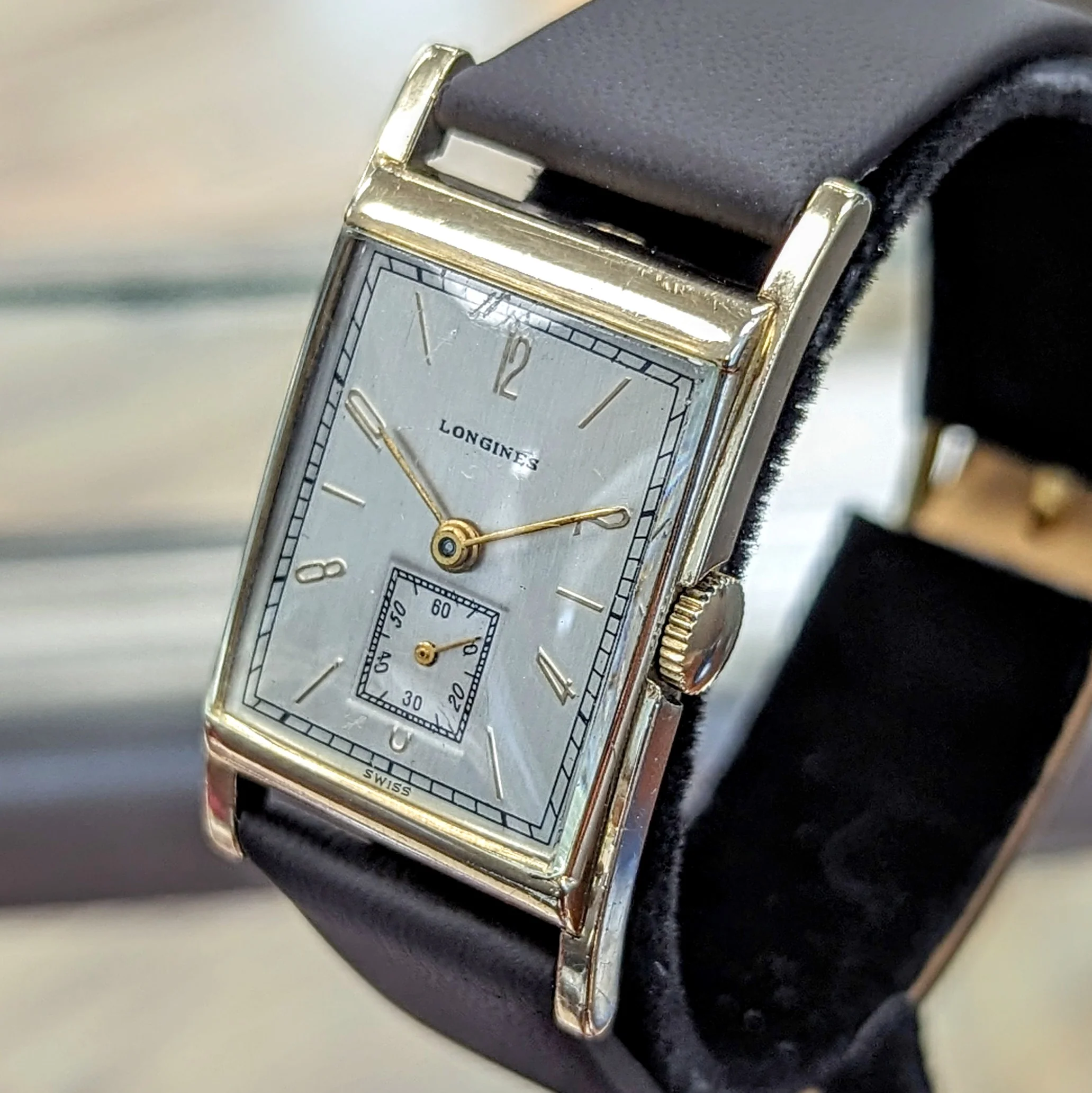 1944 LONGINES Watch 17 Jewels Cal. 9L Wristwatch 10K GF Tank Case Wristwatch - Image 4