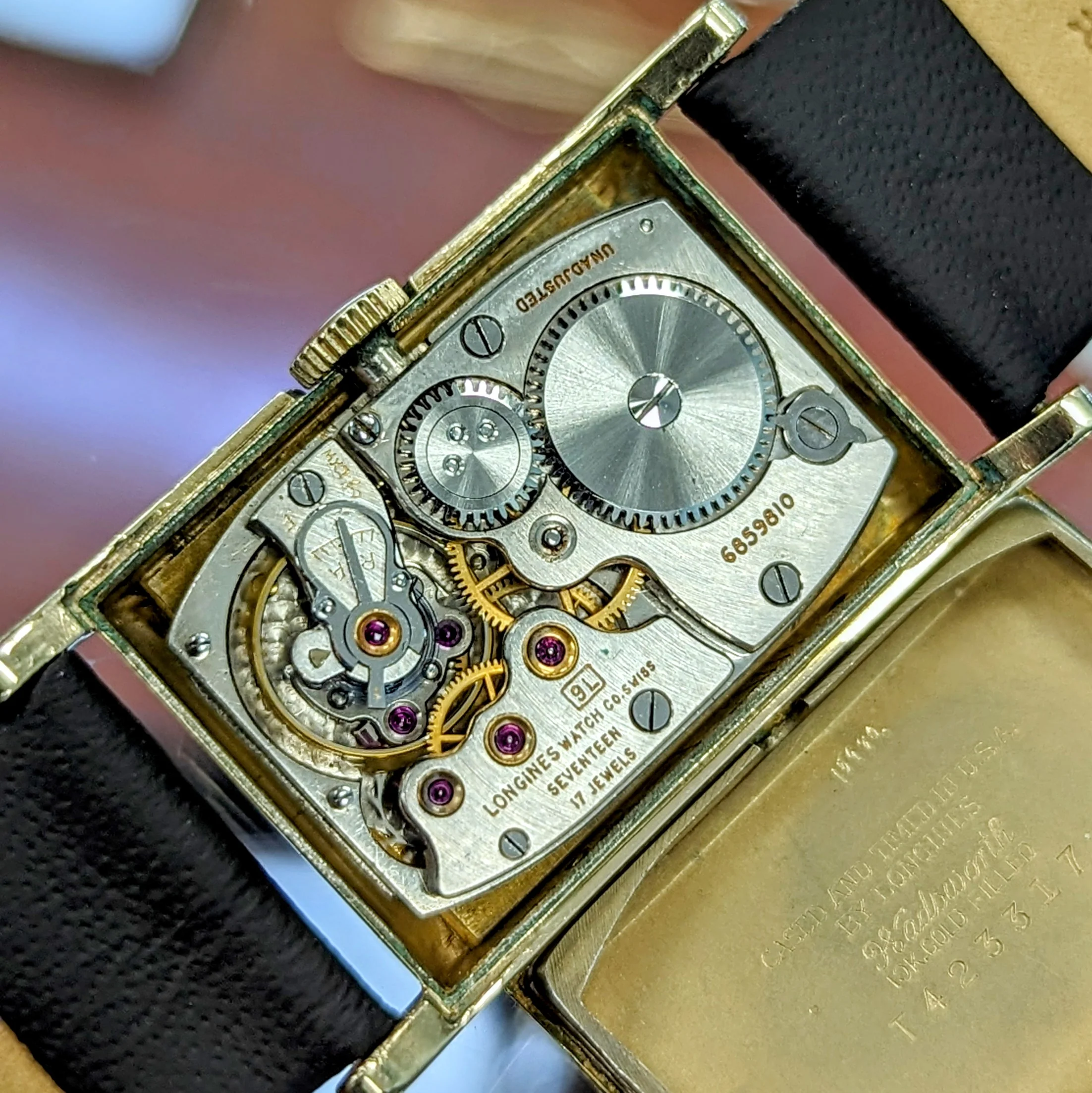 1944 LONGINES Watch 17 Jewels Cal. 9L Wristwatch 10K GF Tank Case Wristwatch - Image 9