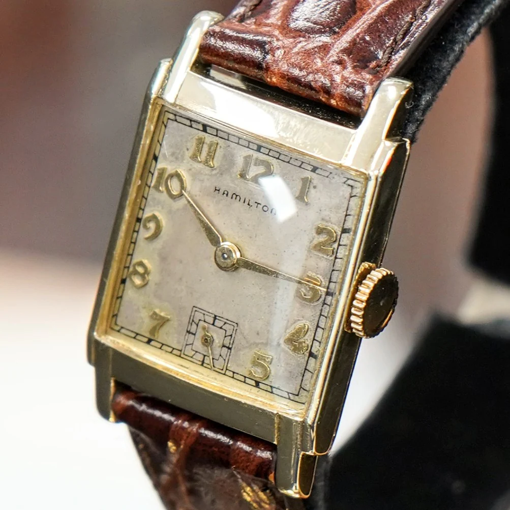 1946 HAMILTON Tank Case Watch 19 Jewels Cal. 982 U.S.A. Wristwatch 14K Gold Filled - Image 3