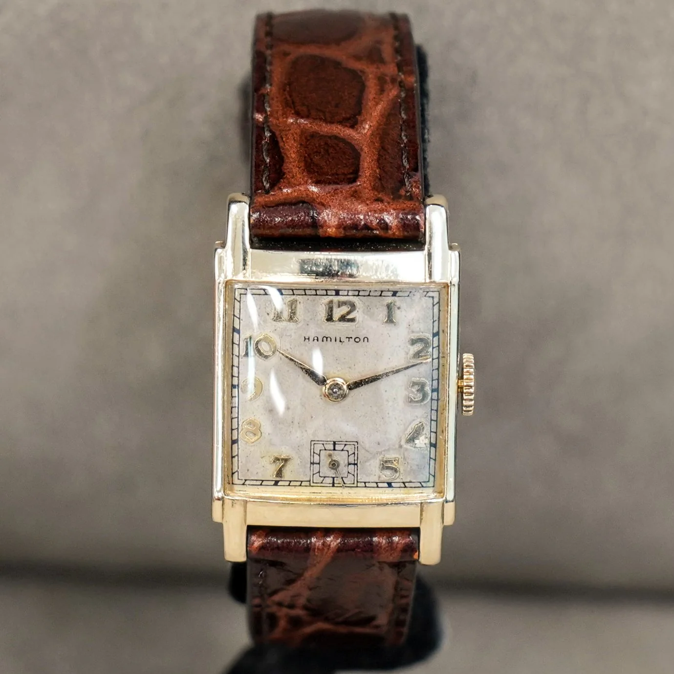 1946 HAMILTON Tank Case Watch 19 Jewels Cal. 982 U.S.A. Wristwatch 14K Gold Filled - Image 5
