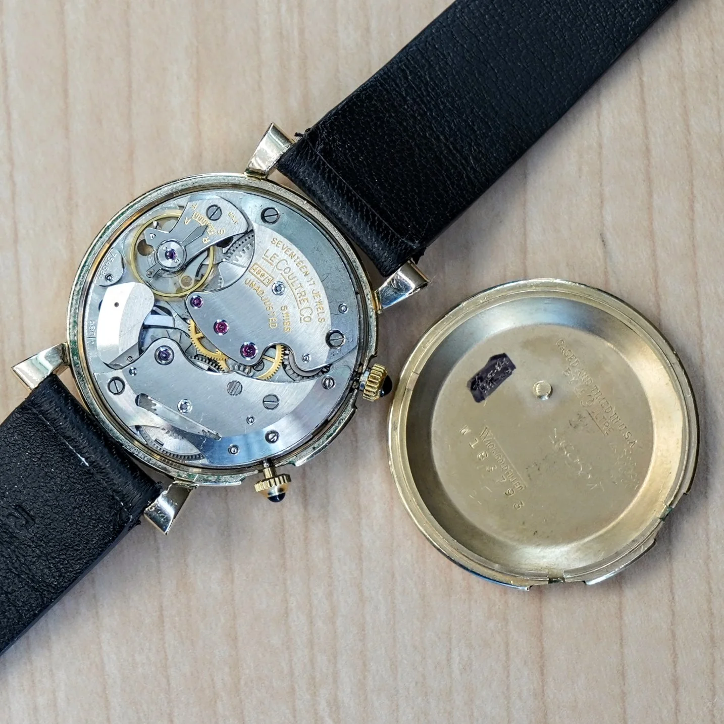 1950 Jaeger-LeCoultre Memovox Wrist Alarm Watch Two-Tone Dial 32mm Fancy Lugs - 10K GF Wristwatch - Image 11