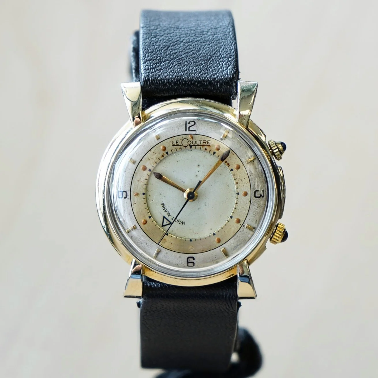1950 Jaeger-LeCoultre Memovox Wrist Alarm Watch Two-Tone Dial 32mm Fancy Lugs - 10K GF Wristwatch - Image 5