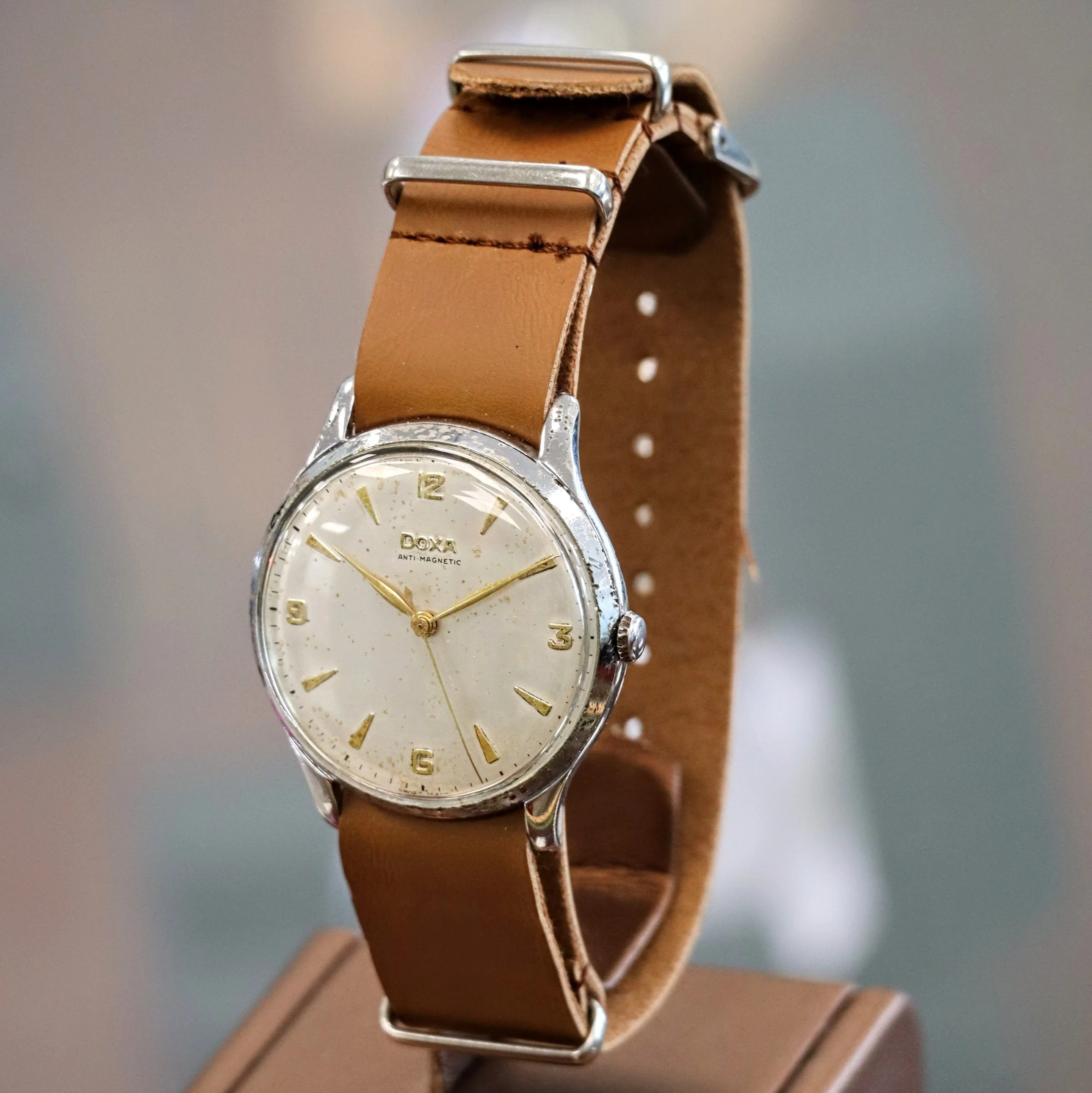 1950 Jumbo DOXA Watch Cal. FEF 380 15 Jewels Wristwatch Swiss Made ALL S.S. - Image 5