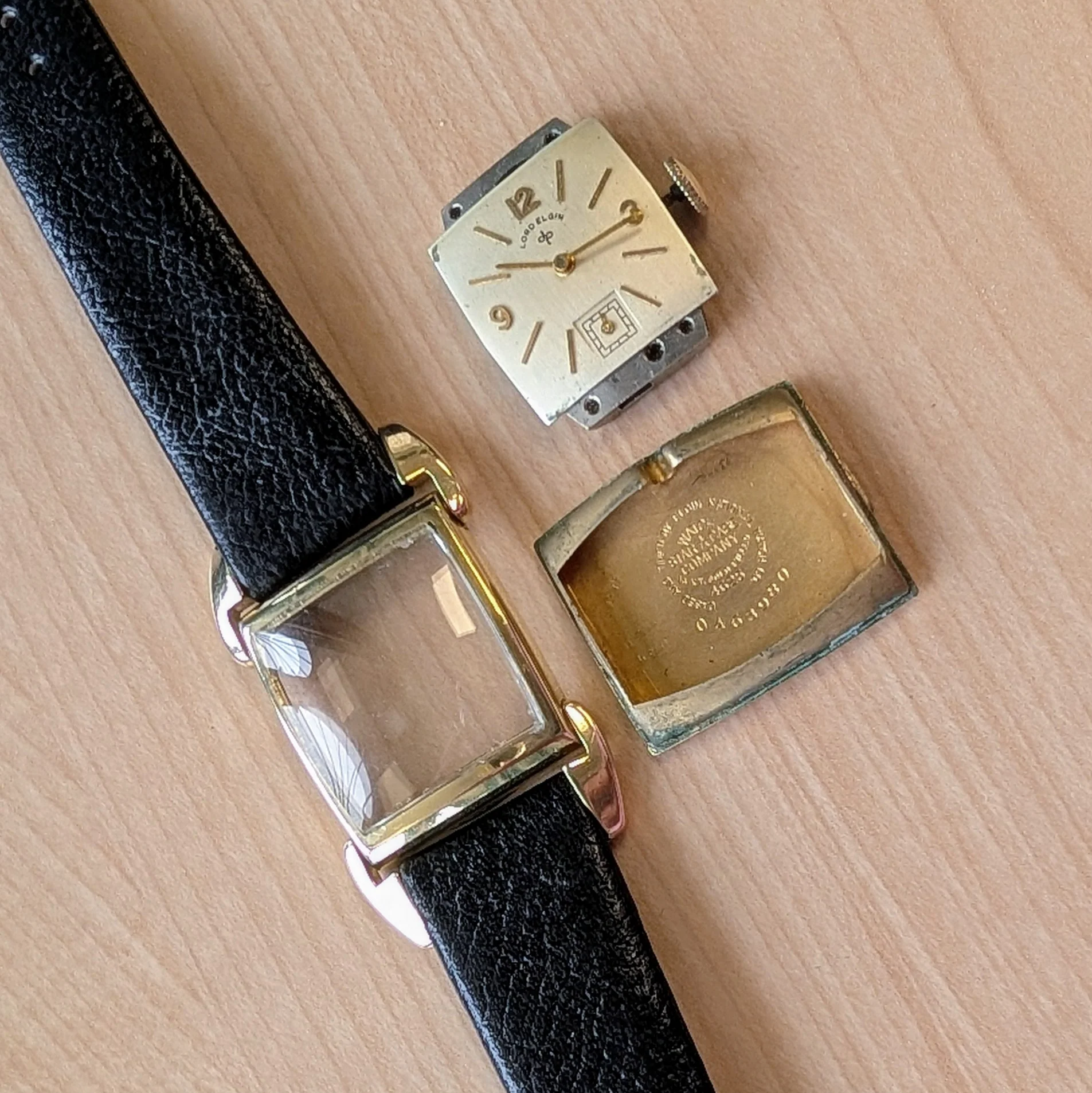 1950 Lord Elgin Watch Tank Case Grade 626 21 Jewels 14K GF Flexible Lugs 4625 - Image 12