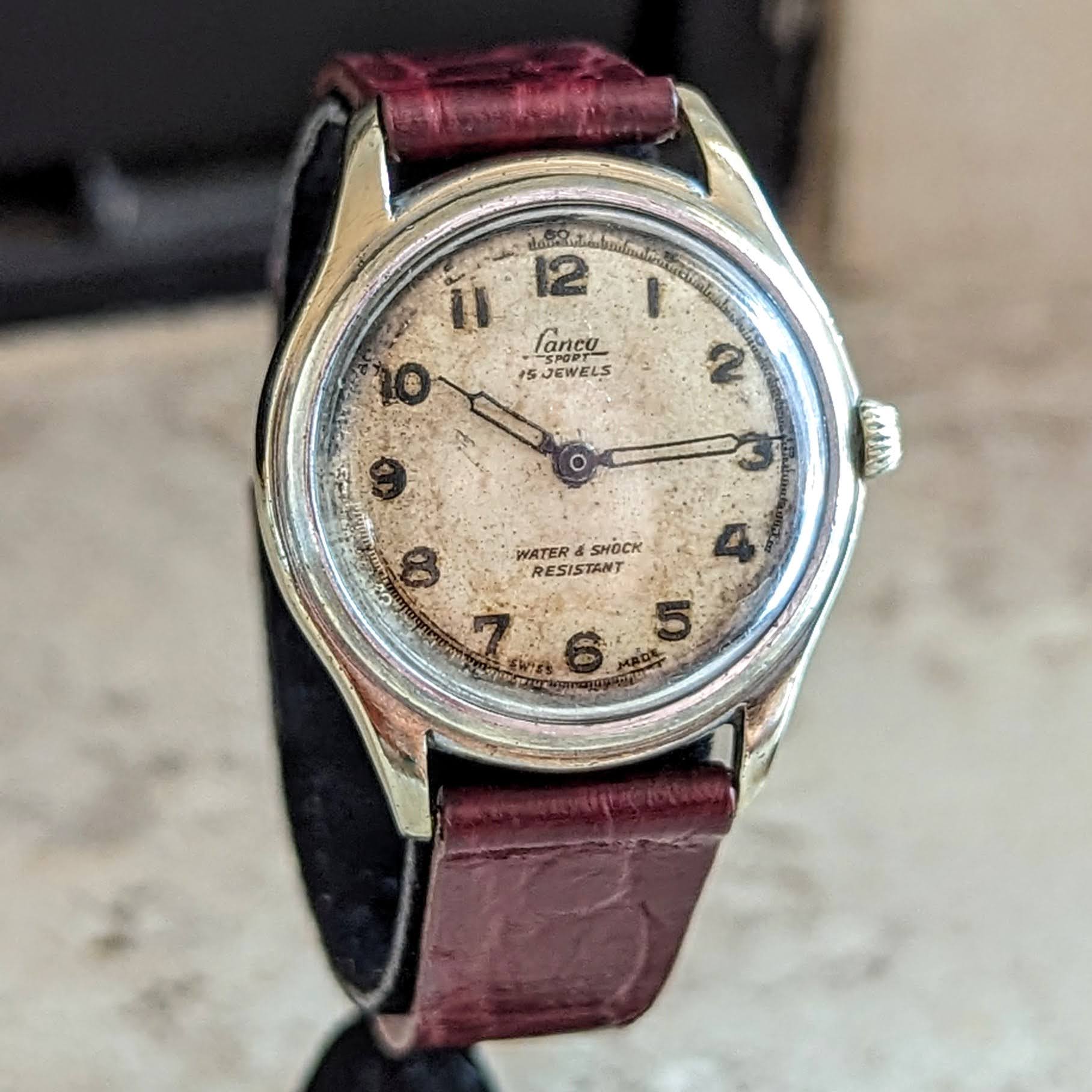1950's LANCO Sport Watch 15 Rubis Cal. 1064 Water & Shock Resistant Military Style Wristwatch - Image 4