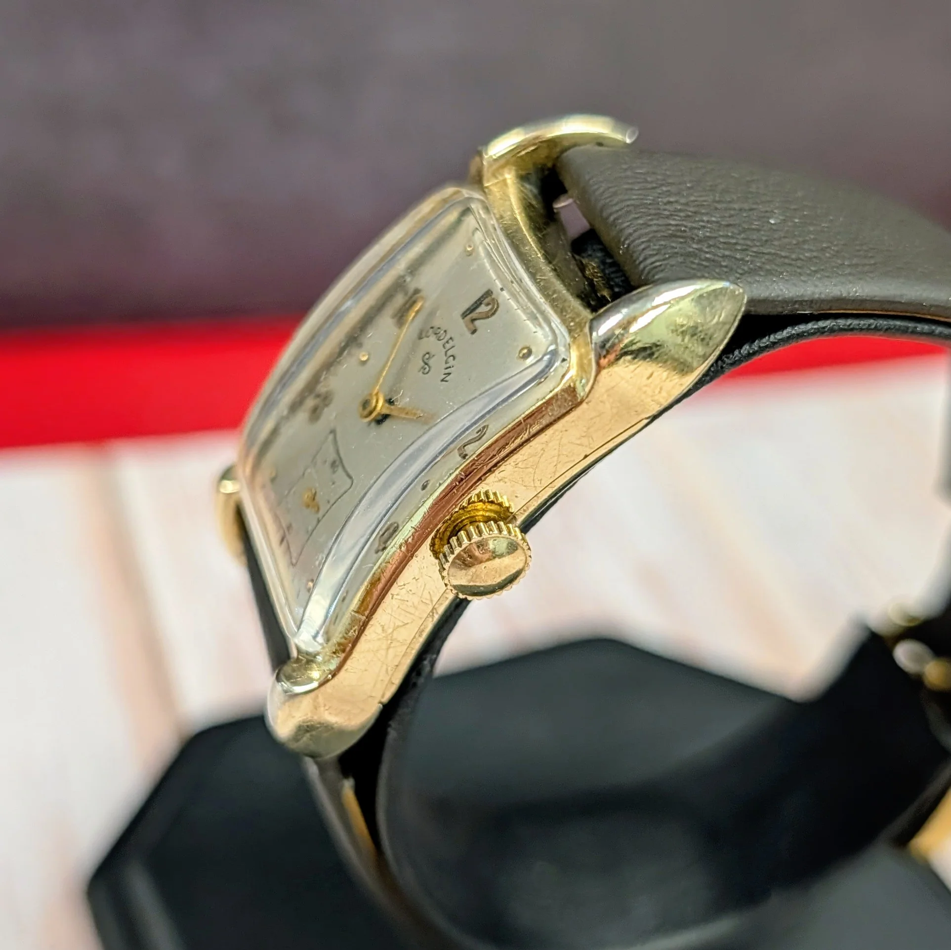 1951 Lord Elgin "Cheswick" Watch Ref. 4624 Grade 626 21 Jewels 14K GF Tank Case Vintage Wristwatch - Image 5