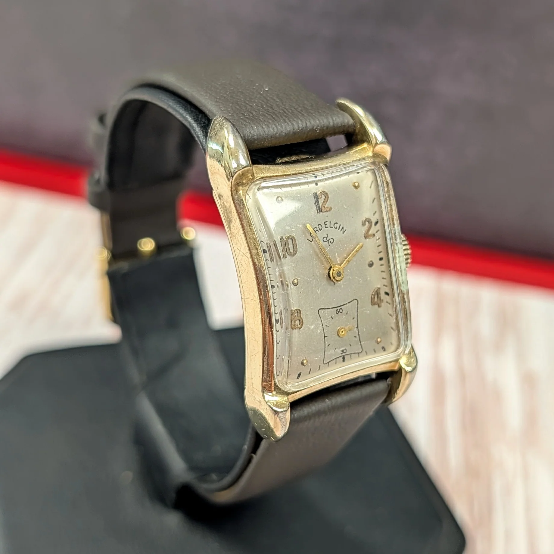 1951 Lord Elgin "Cheswick" Watch Ref. 4624 Grade 626 21 Jewels 14K GF Tank Case Vintage Wristwatch - Image 7