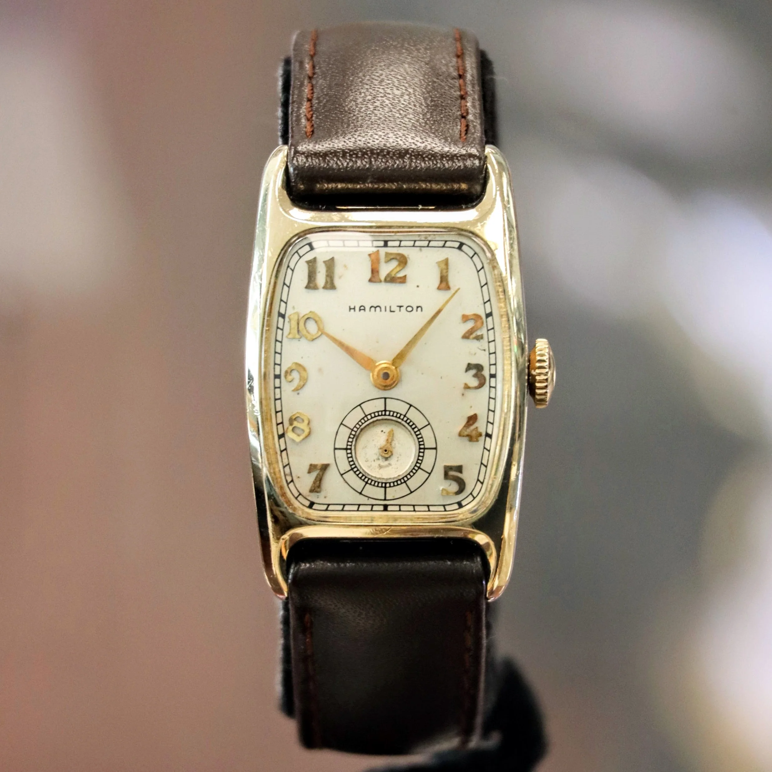 1952 HAMILTON Boulton-B Watch 19 Jewels Grade 754 Wristwatch 14K GF Tank Case - Image 2