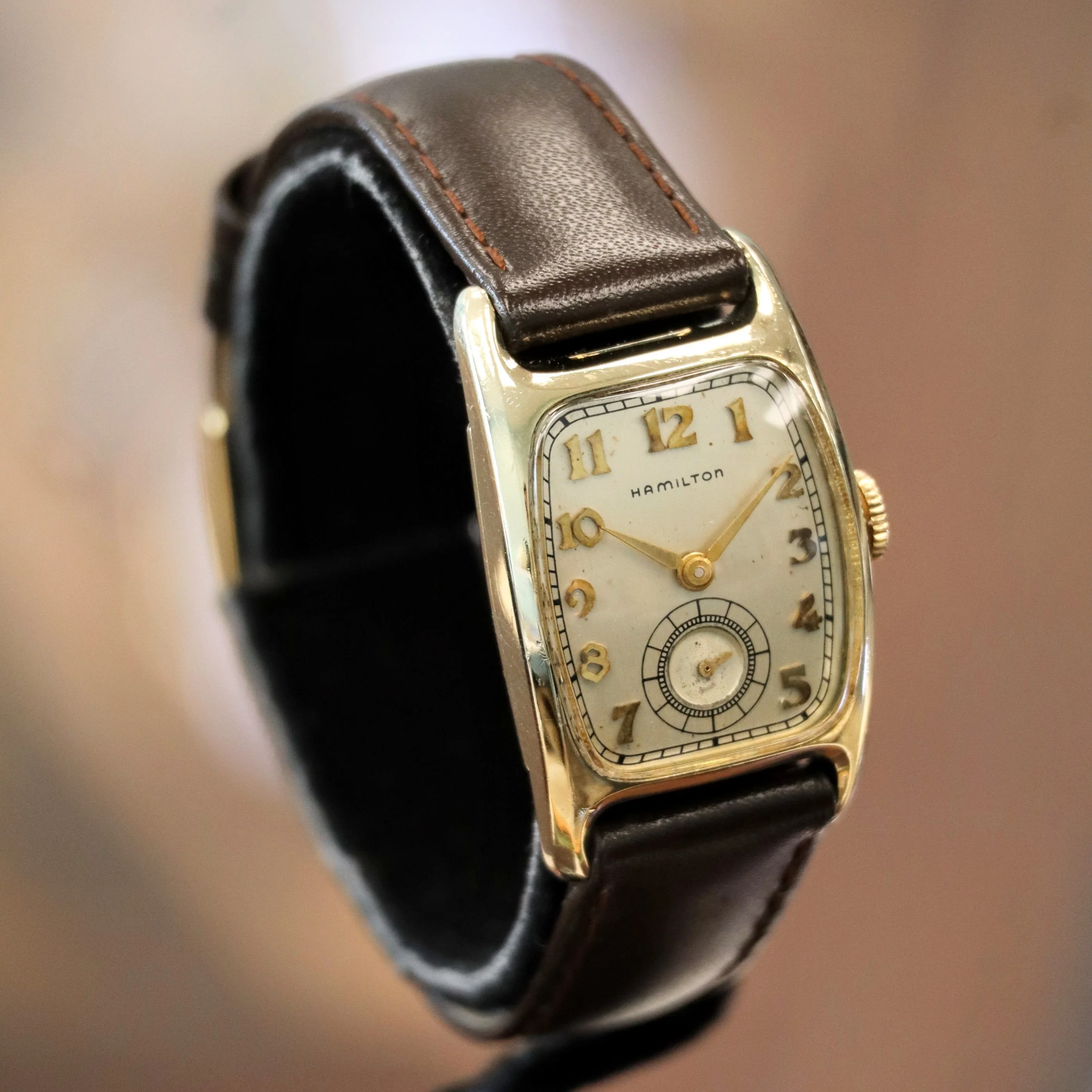1952 HAMILTON Boulton-B Watch 19 Jewels Grade 754 Wristwatch 14K GF Tank Case - Image 3
