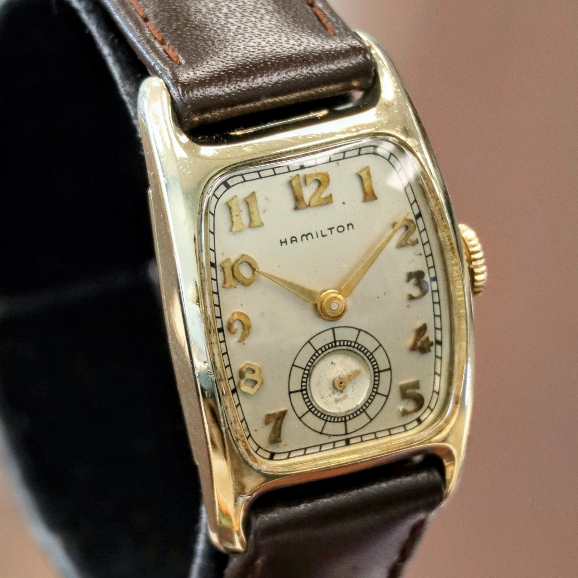 1952 HAMILTON Boulton-B Watch 19 Jewels Grade 754 Wristwatch 14K GF Tank Case - Image 4