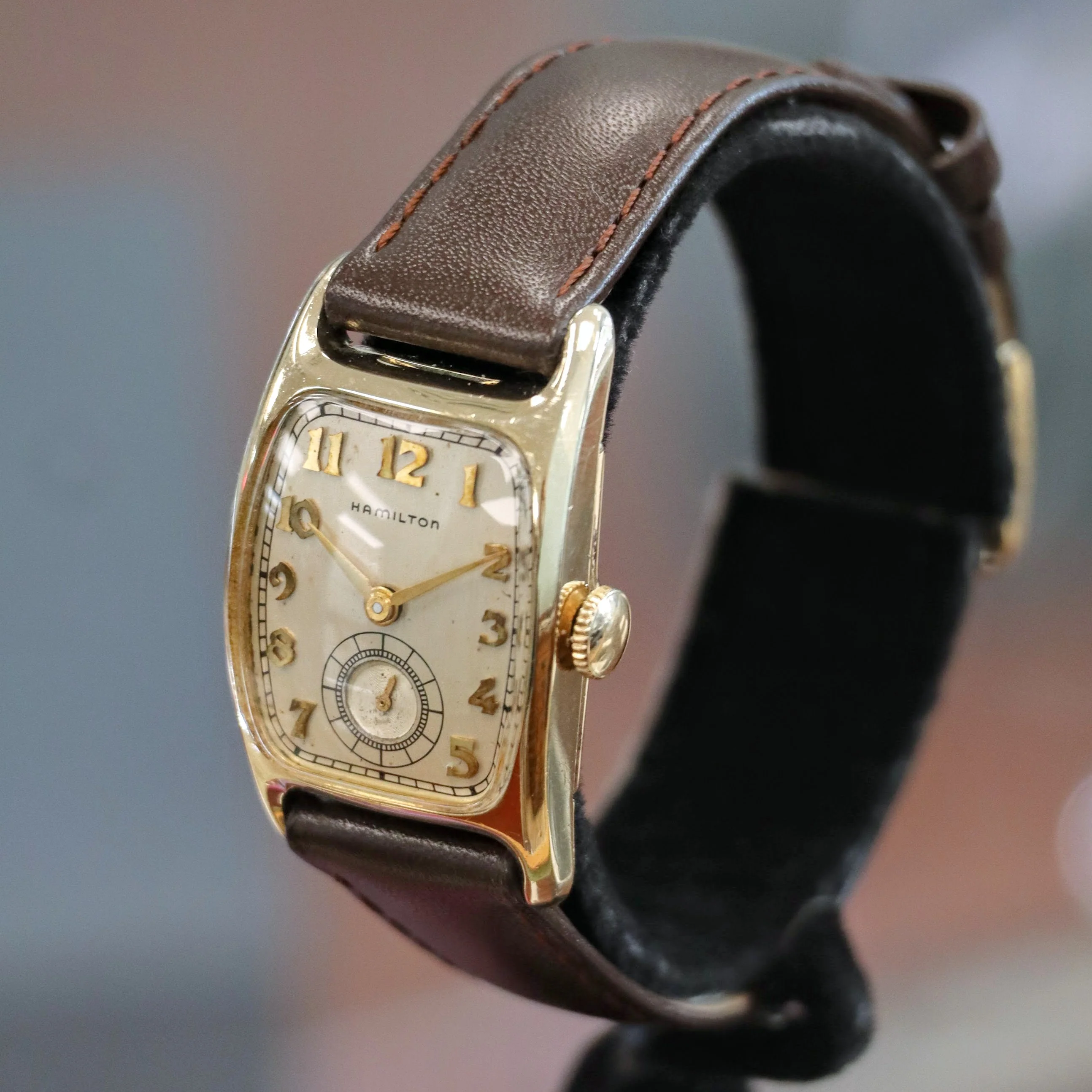 1952 HAMILTON Boulton-B Watch 19 Jewels Grade 754 Wristwatch 14K GF Tank Case - Image 5