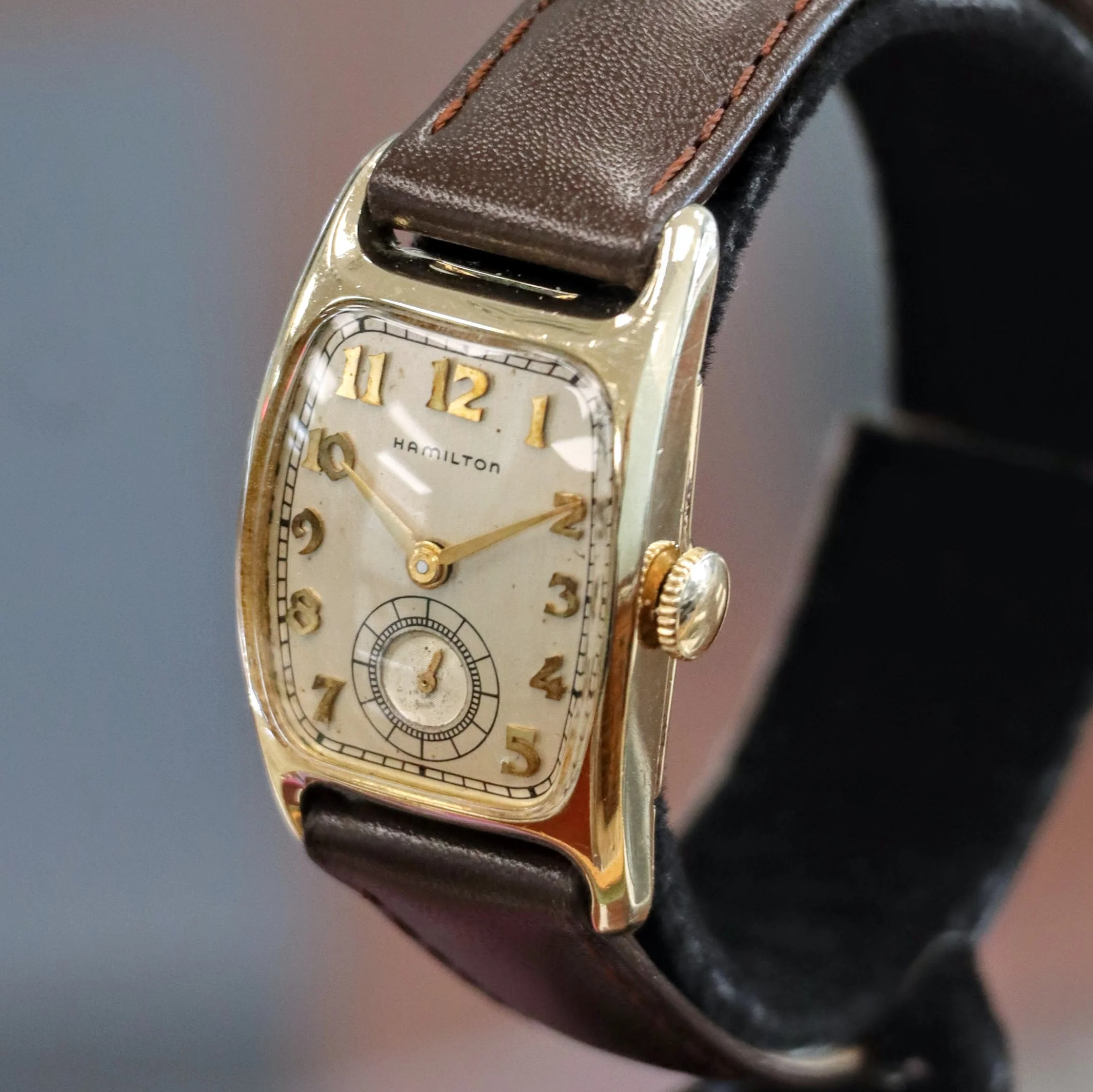 1952 HAMILTON Boulton-B Watch 19 Jewels Grade 754 Wristwatch 14K GF Tank Case - Image 6