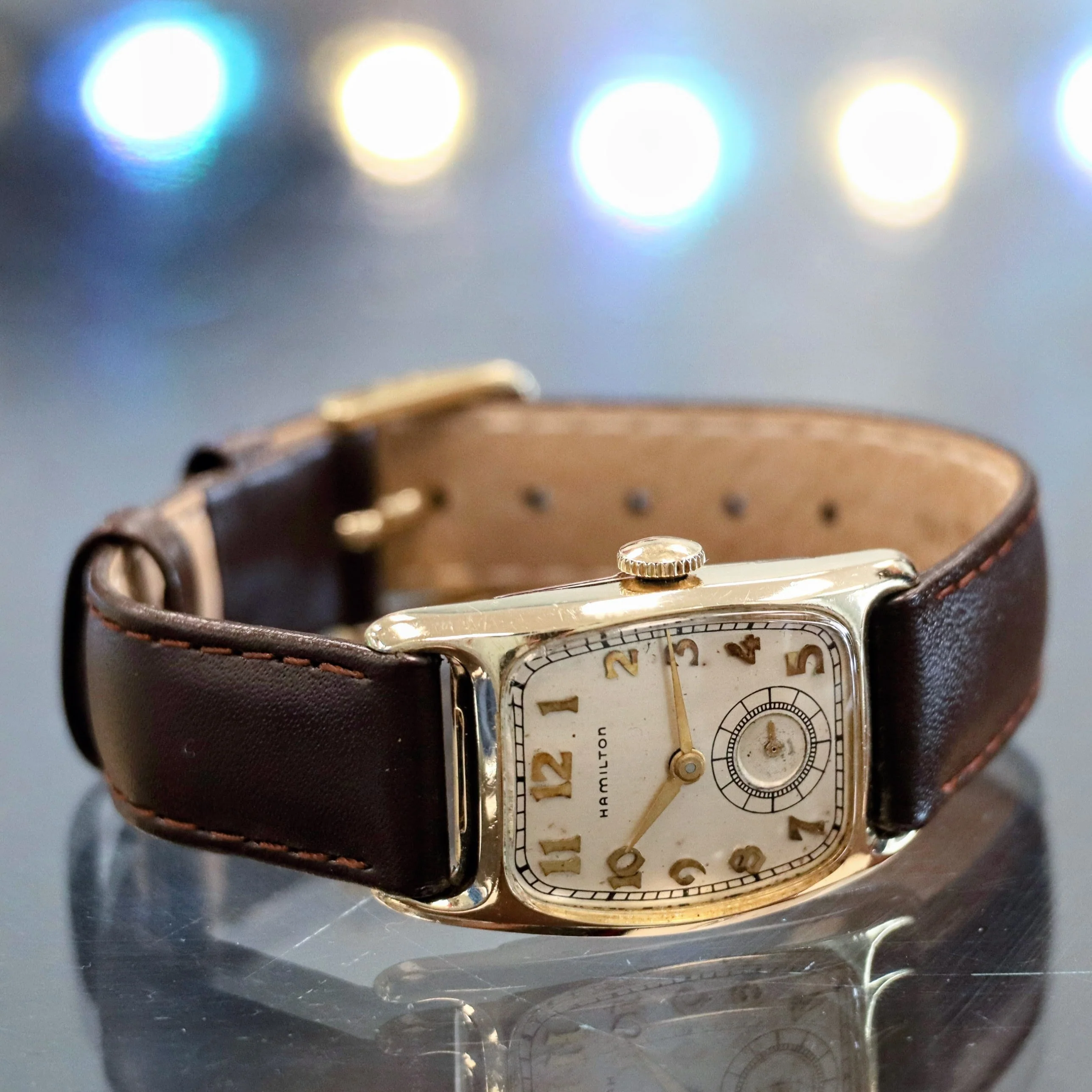 1952 HAMILTON Boulton-B Watch 19 Jewels Grade 754 Wristwatch 14K GF Tank Case - Image 7