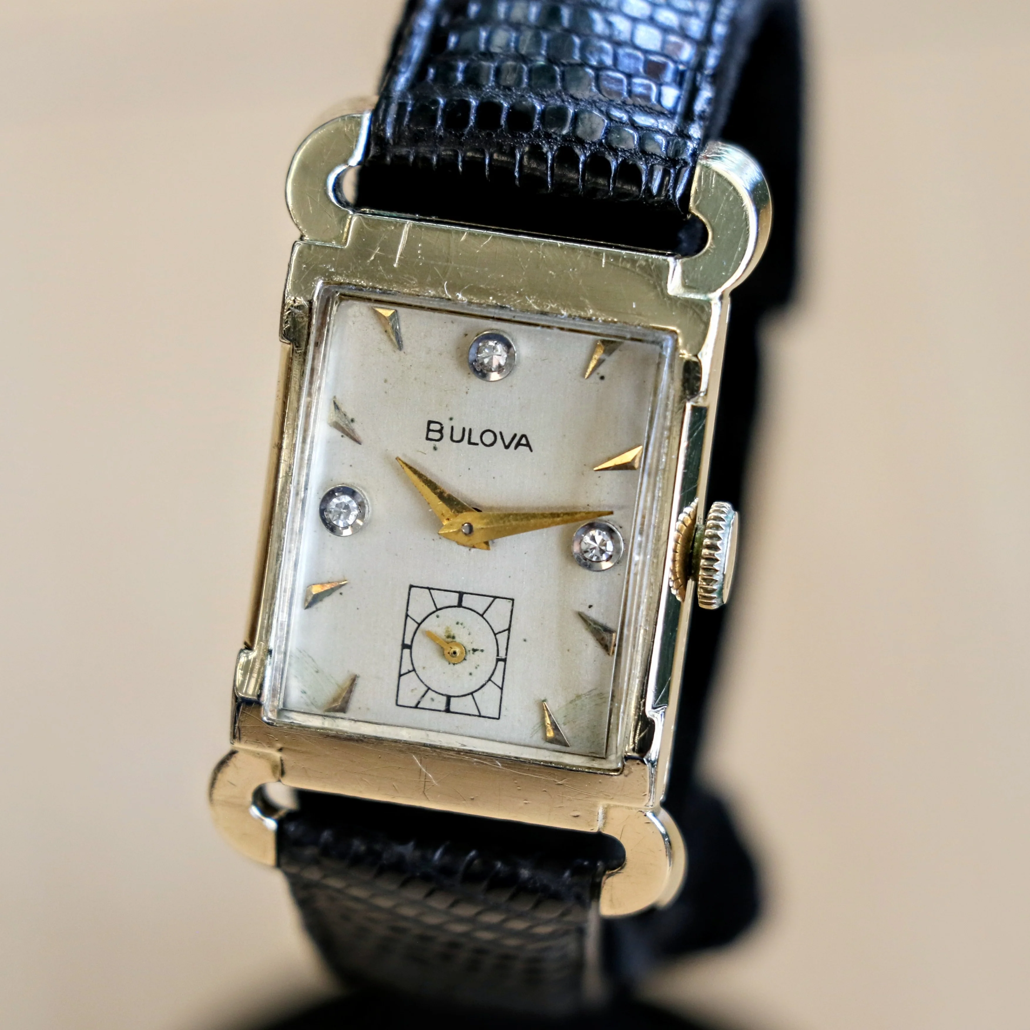 1955 BULOVA Watch Diamond Dial Fancy Tank Case & Lugs Cal. 8AC U.S.A. Wristwatch - Image 3