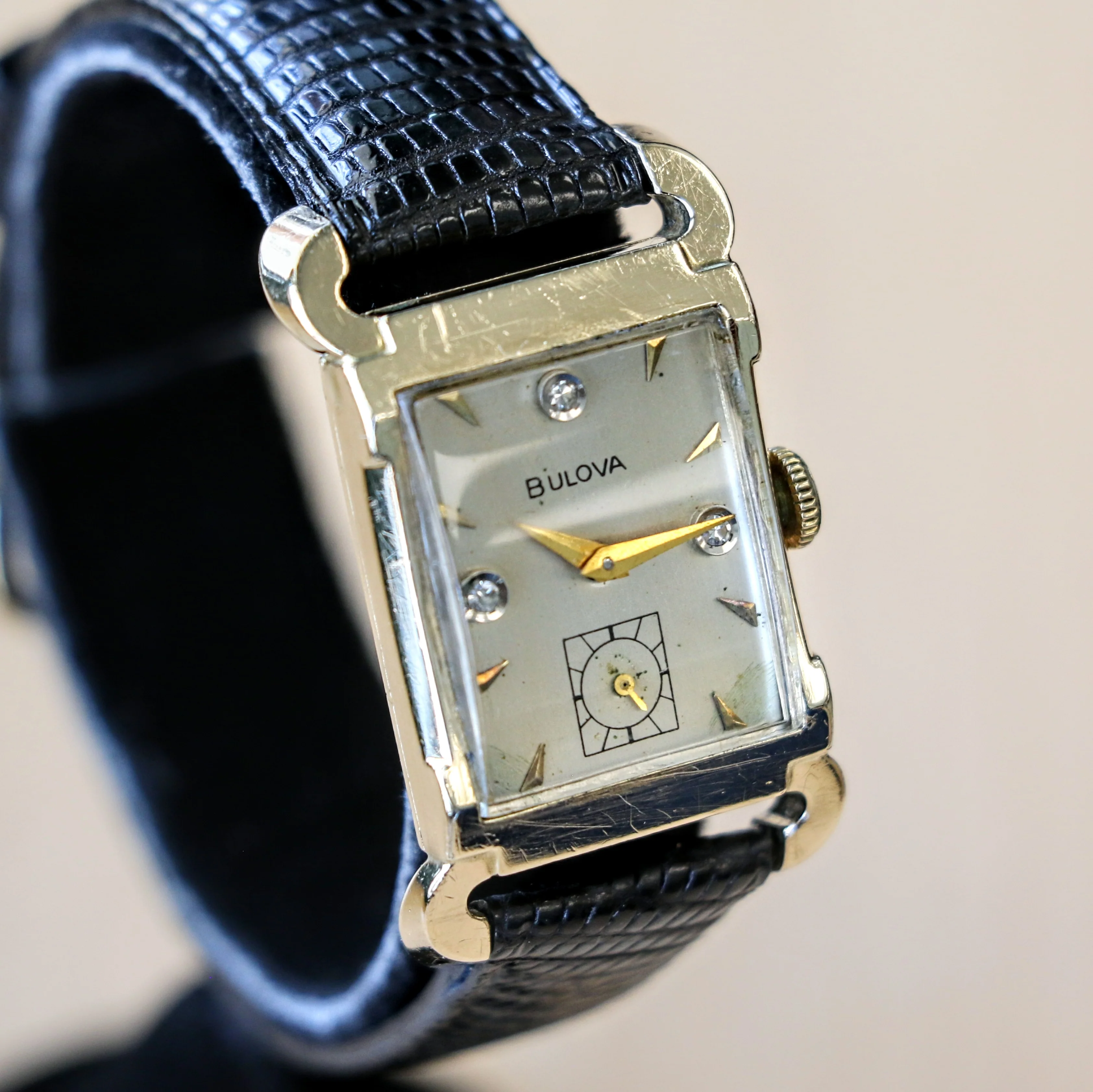 1955 BULOVA Watch Diamond Dial Fancy Tank Case & Lugs Cal. 8AC U.S.A. Wristwatch - Image 6